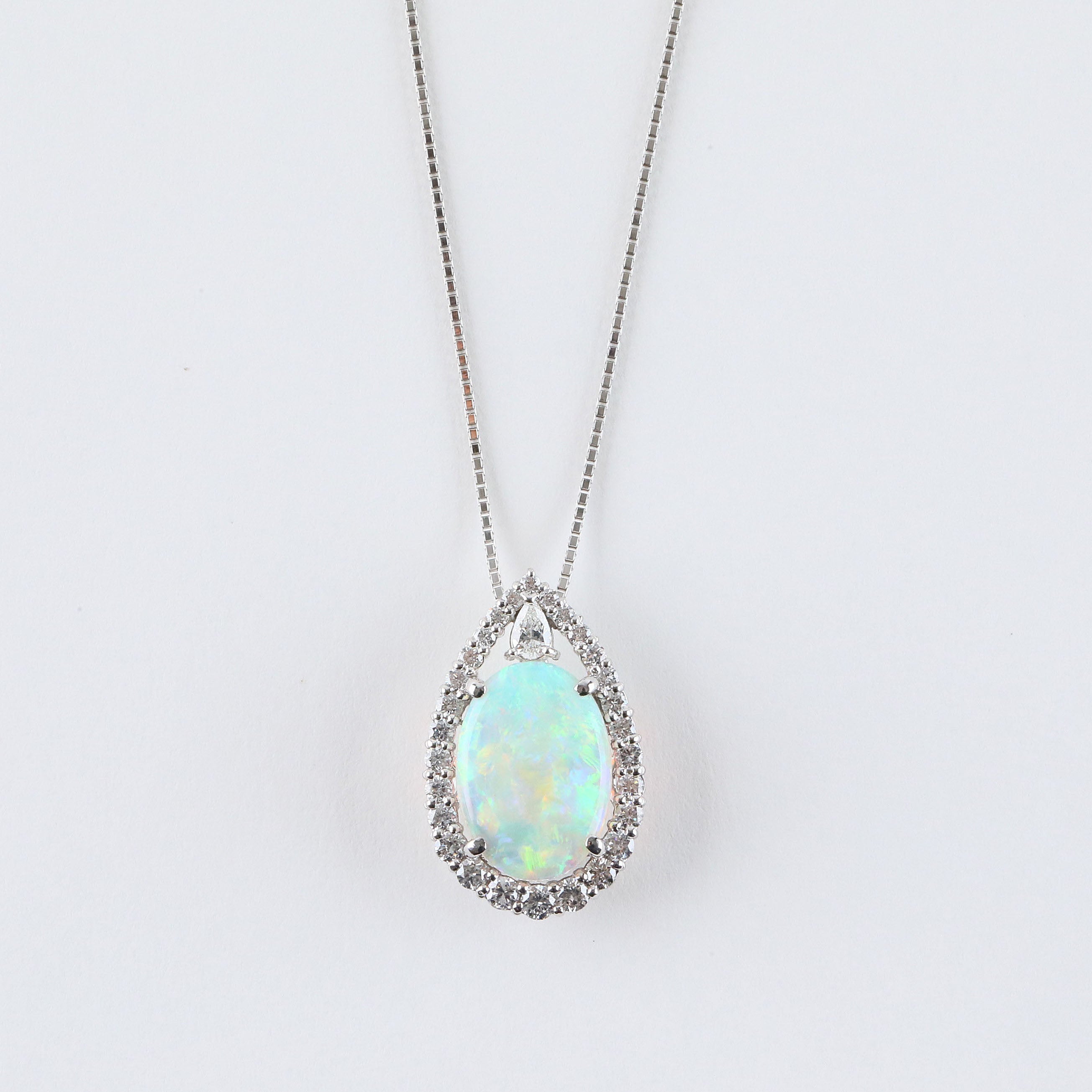 オパールダイヤモンドネックレス2.16ct0.35ctプラチナ
