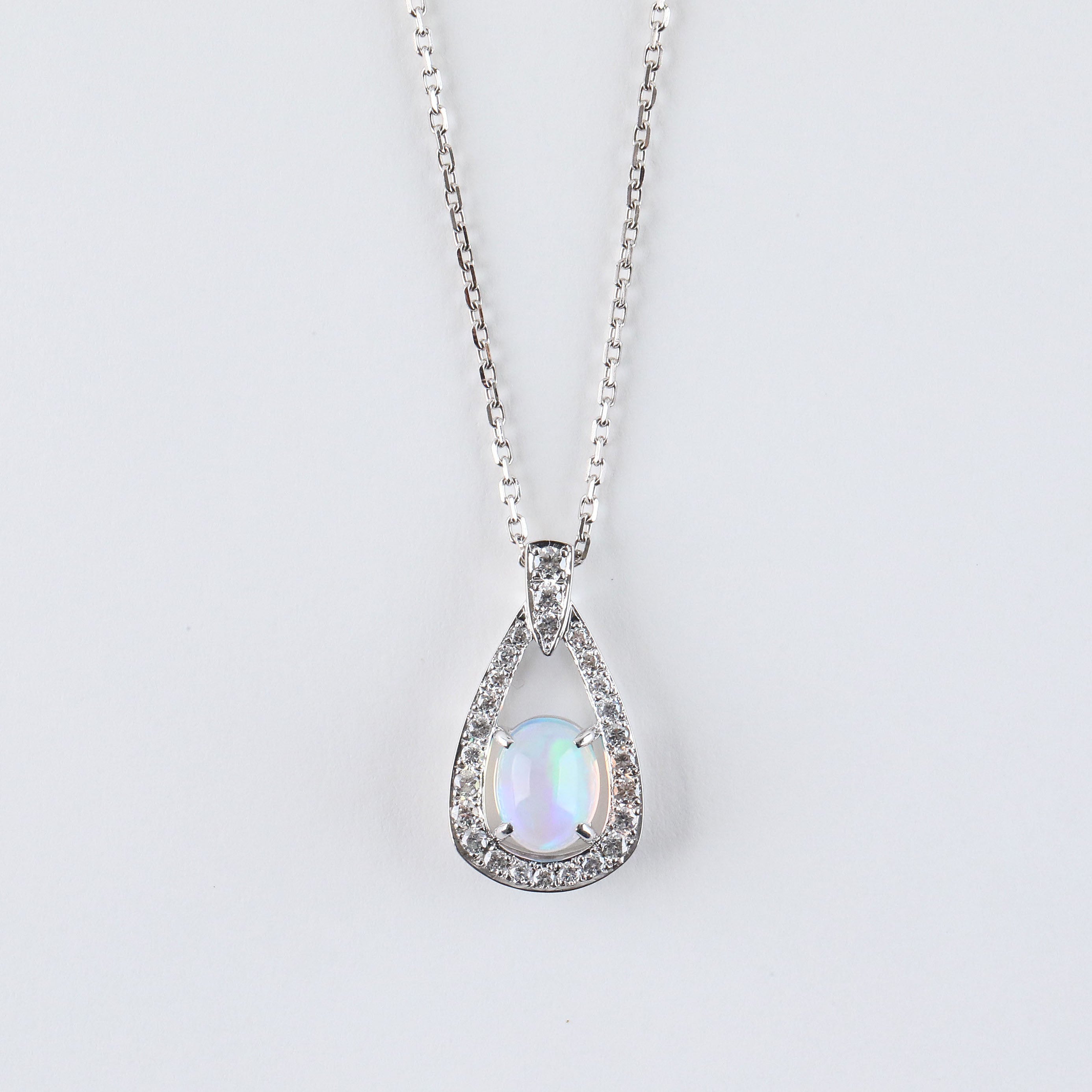 限定1点】ウォーターオパール/ダイヤモンド プラチナネックレス(1.43  