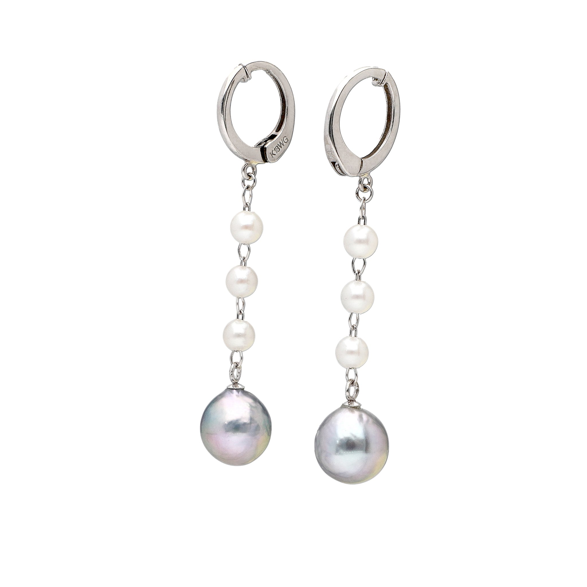 パール K18イヤリング(アコヤ真珠/ナチュラルブルー/7mm/ピアリング/6  