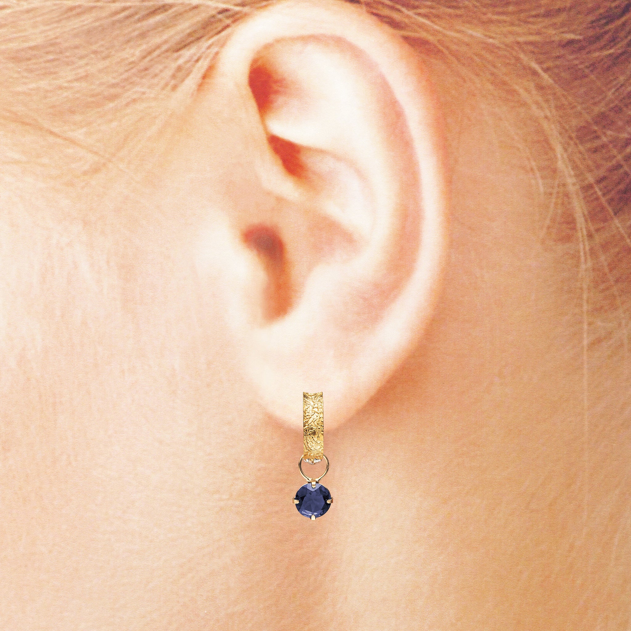 アイオライト K18/K14/K10イヤリング(ピアリング/リバーシブル  