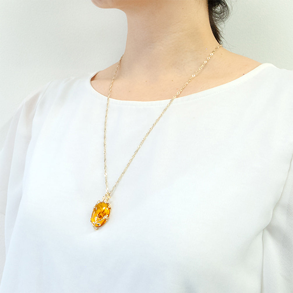 琥珀(こはく) シルバーネックレス(ロング/60cm)《24N02704》 | 京セラ 