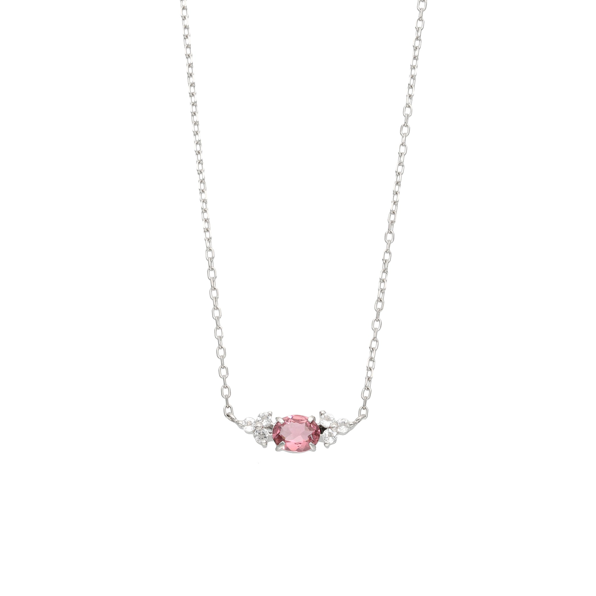 ピンクトルマリン/ダイヤモンド プラチナネックレス(10月誕生石  