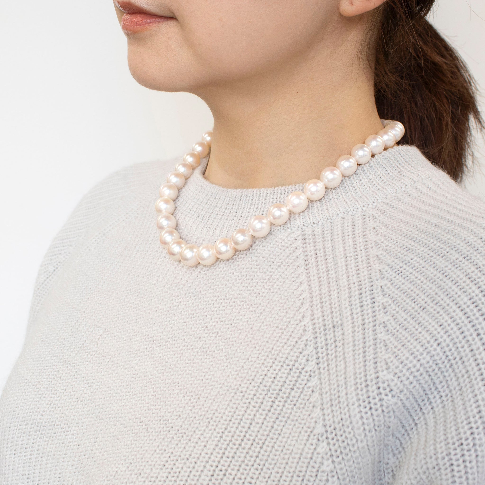 【限定1点】パール シルバーネックレス(アコヤ真珠/10.5～12mm/オールナッツ/パールキーパー/お手入れクロス/6月誕生石)《24T10112》