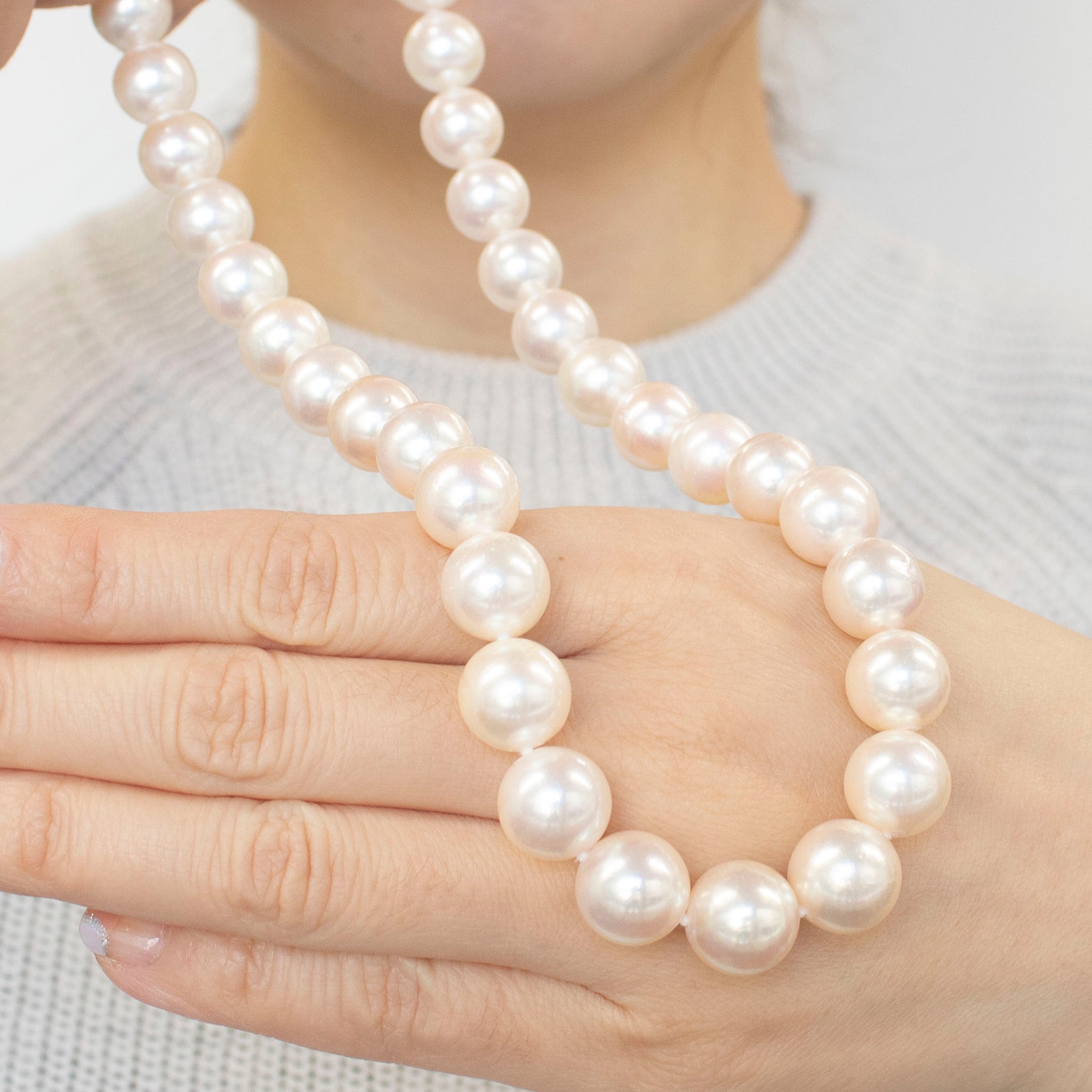 【限定1点】パール シルバーネックレス(アコヤ真珠/10.5～12mm/オールナッツ/パールキーパー/お手入れクロス/6月誕生石)《24T10112》