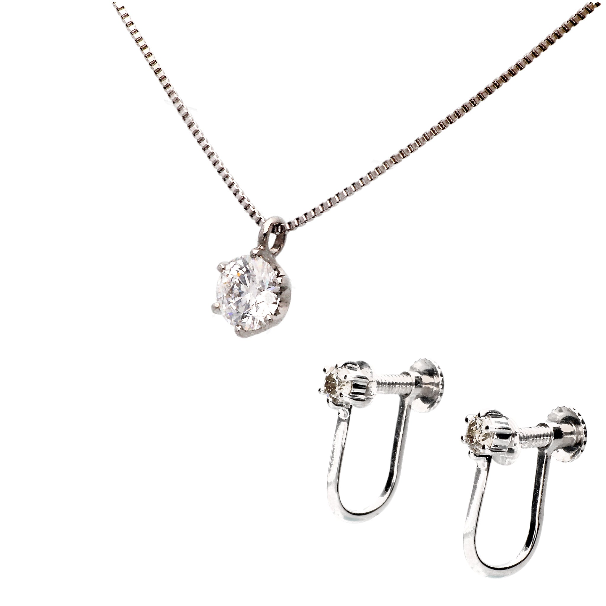 【限定数1】ダイヤモンド プラチナネックレス&イヤリング(0.29ct/Dカラー/VS1/3EX/2点セット/グレーディングレポート付き/4月誕生石)《24T10135》