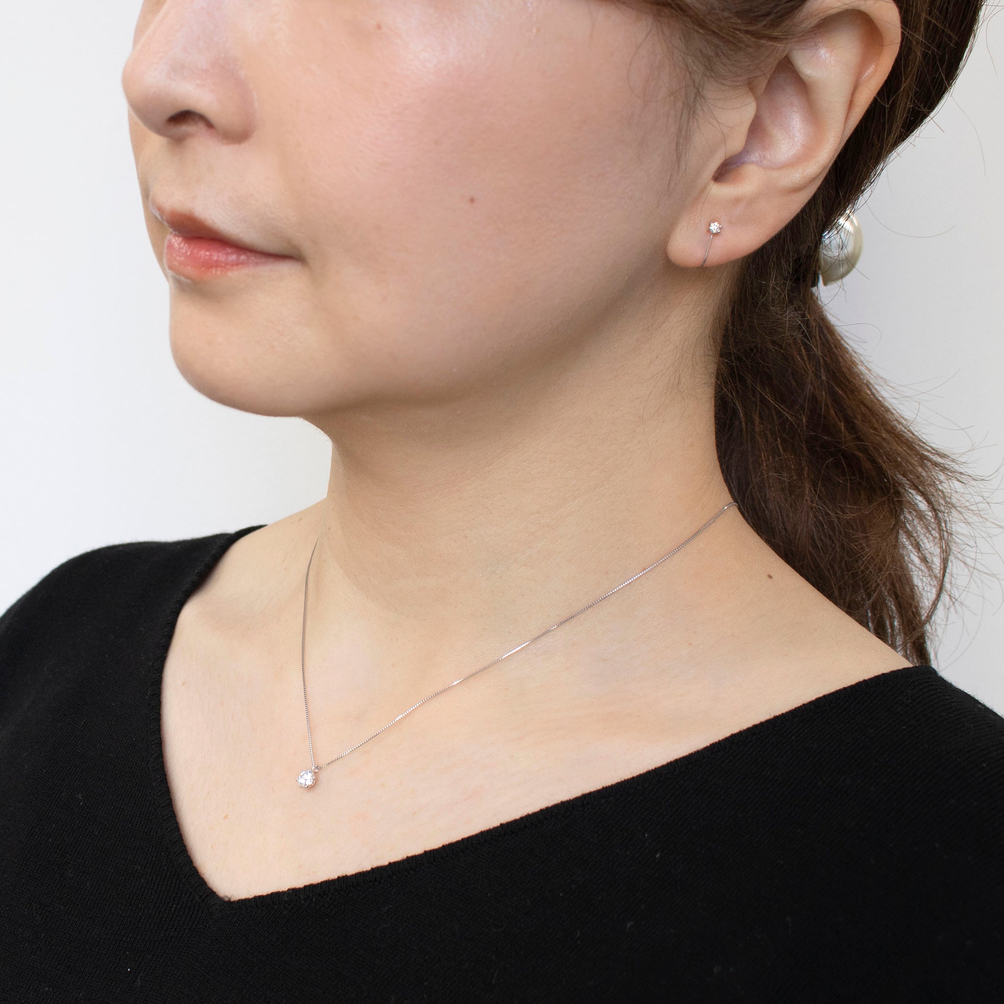 【限定数1】ダイヤモンド プラチナネックレス&イヤリング(0.29ct/Dカラー/VS1/3EX/2点セット/グレーディングレポート付き/4月誕生石)《24T10135》