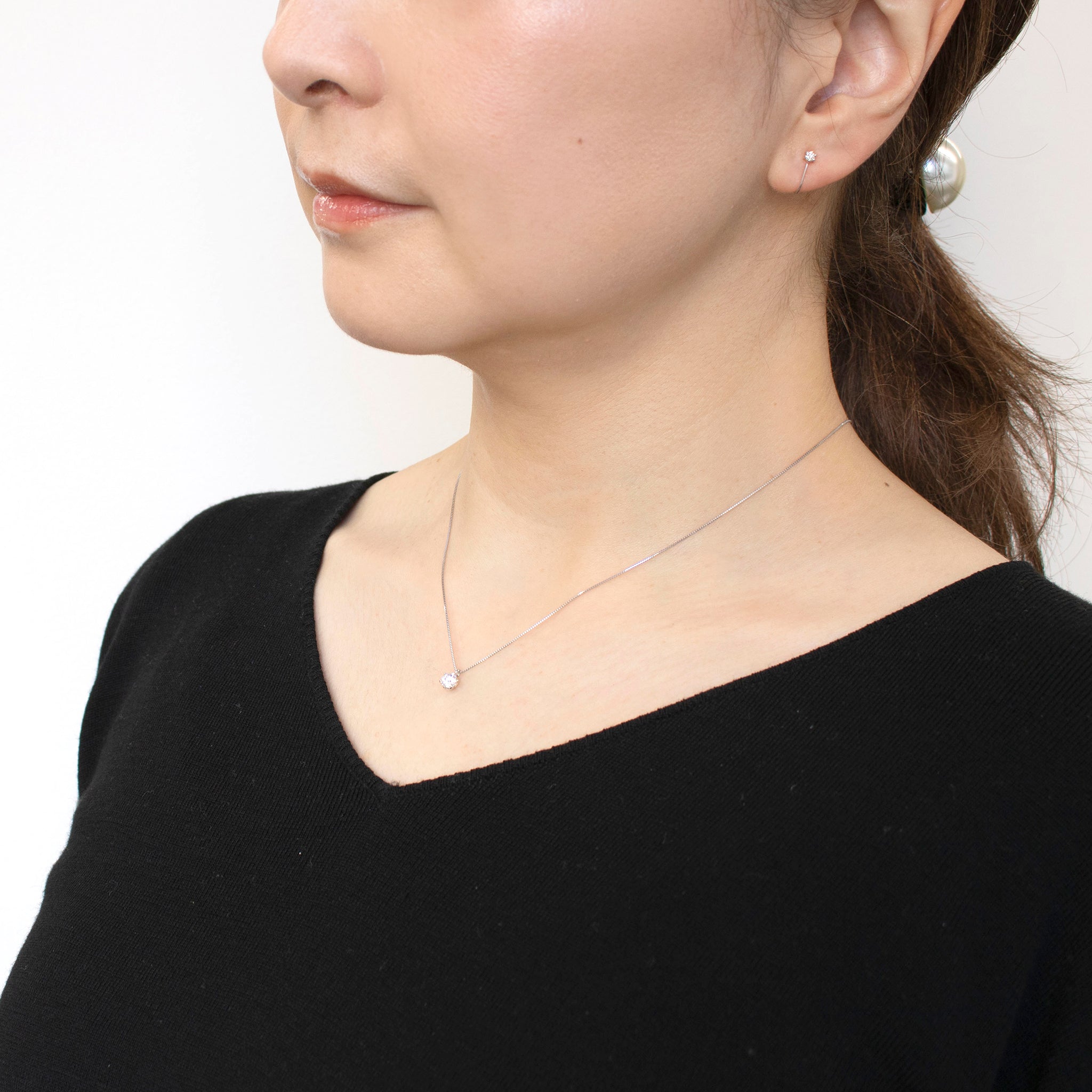 【限定数1】ダイヤモンド プラチナネックレス&イヤリング(0.29ct/Dカラー/VS1/3EX/2点セット/グレーディングレポート付き/4月誕生石)《24T10135》