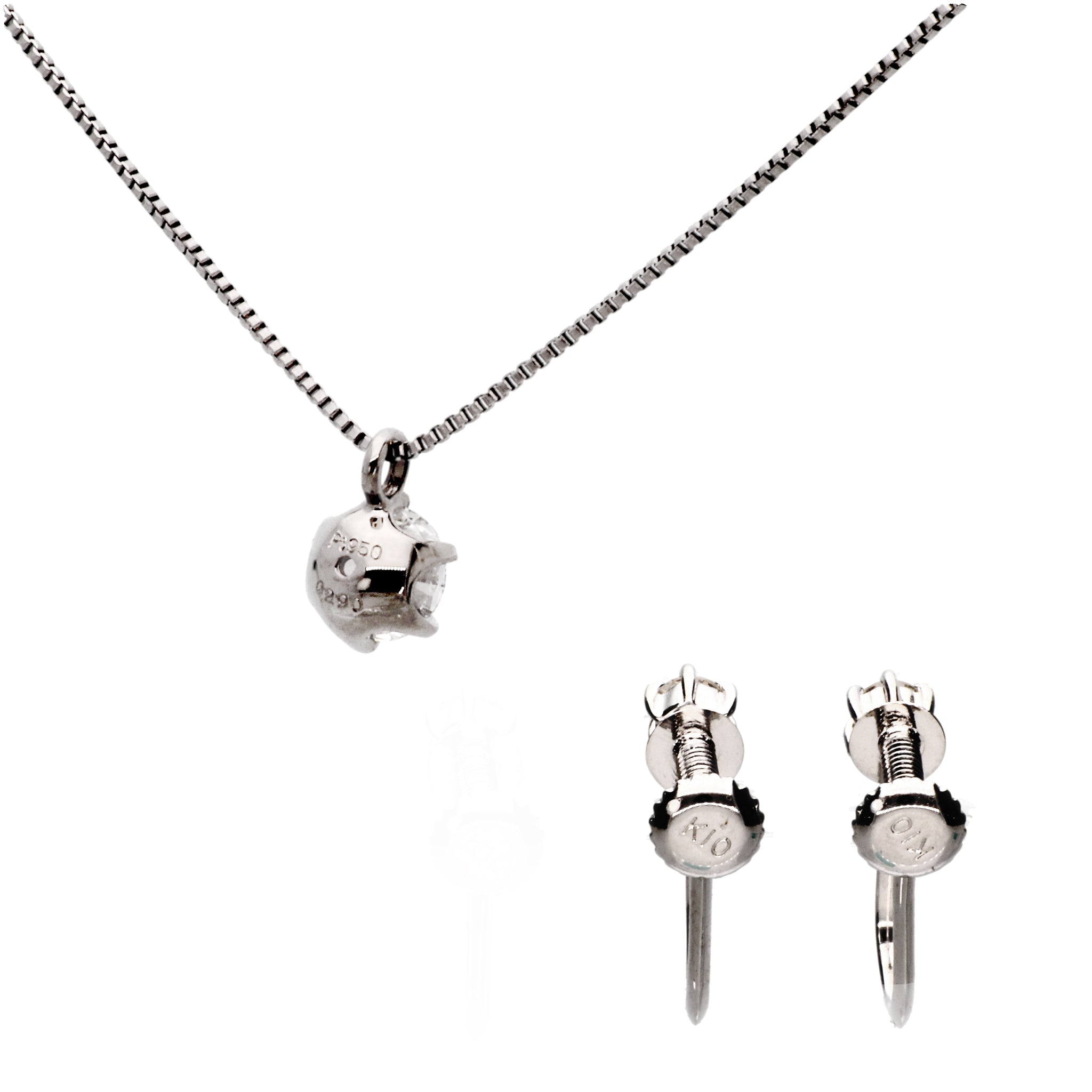 【限定数1】ダイヤモンド プラチナネックレス&イヤリング(0.29ct/Dカラー/VS1/3EX/2点セット/グレーディングレポート付き/4月誕生石)《24T10135》