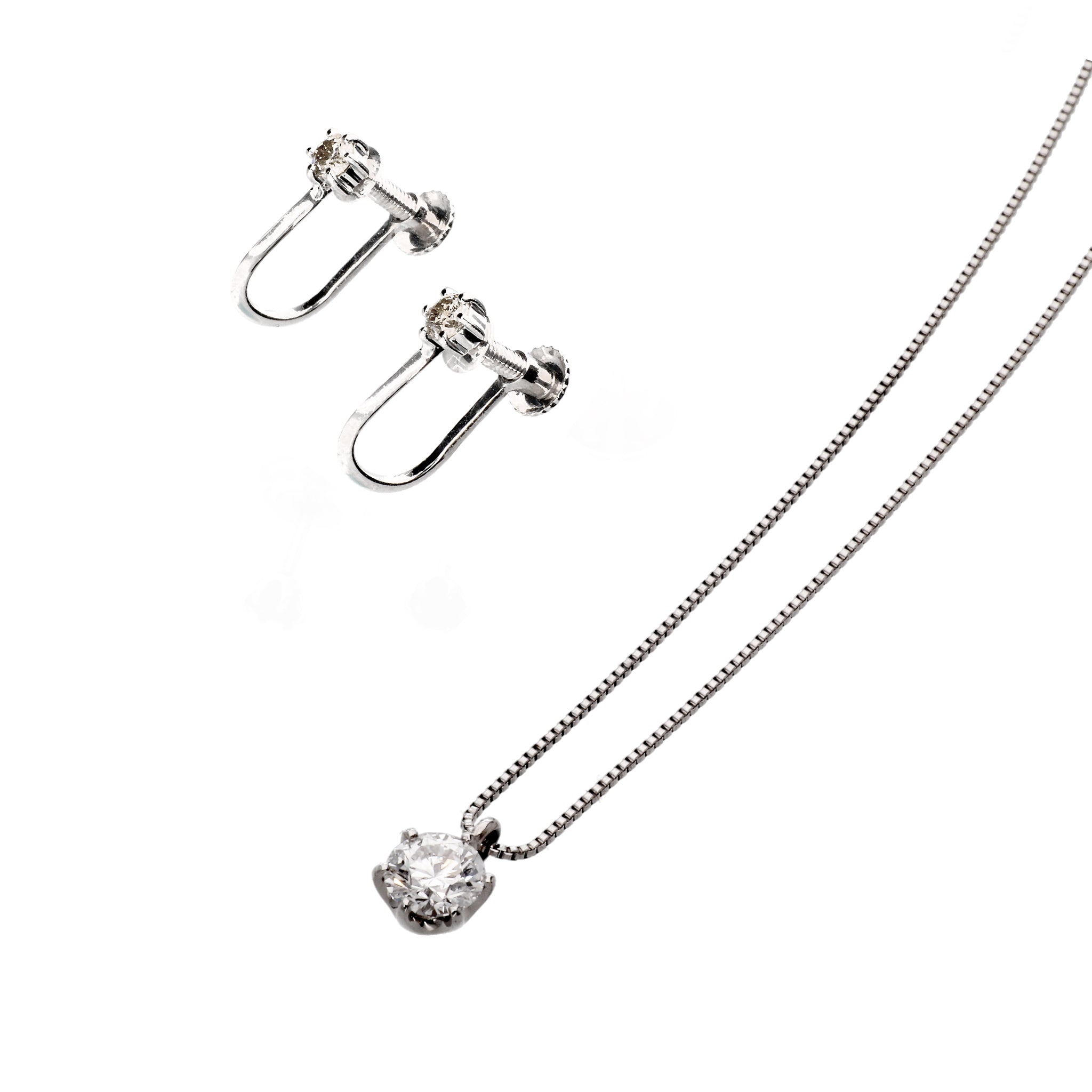 【限定数1】ダイヤモンド プラチナネックレス&イヤリング(0.29ct/Dカラー/VS1/3EX/2点セット/グレーディングレポート付き/4月誕生石)《24T10135》