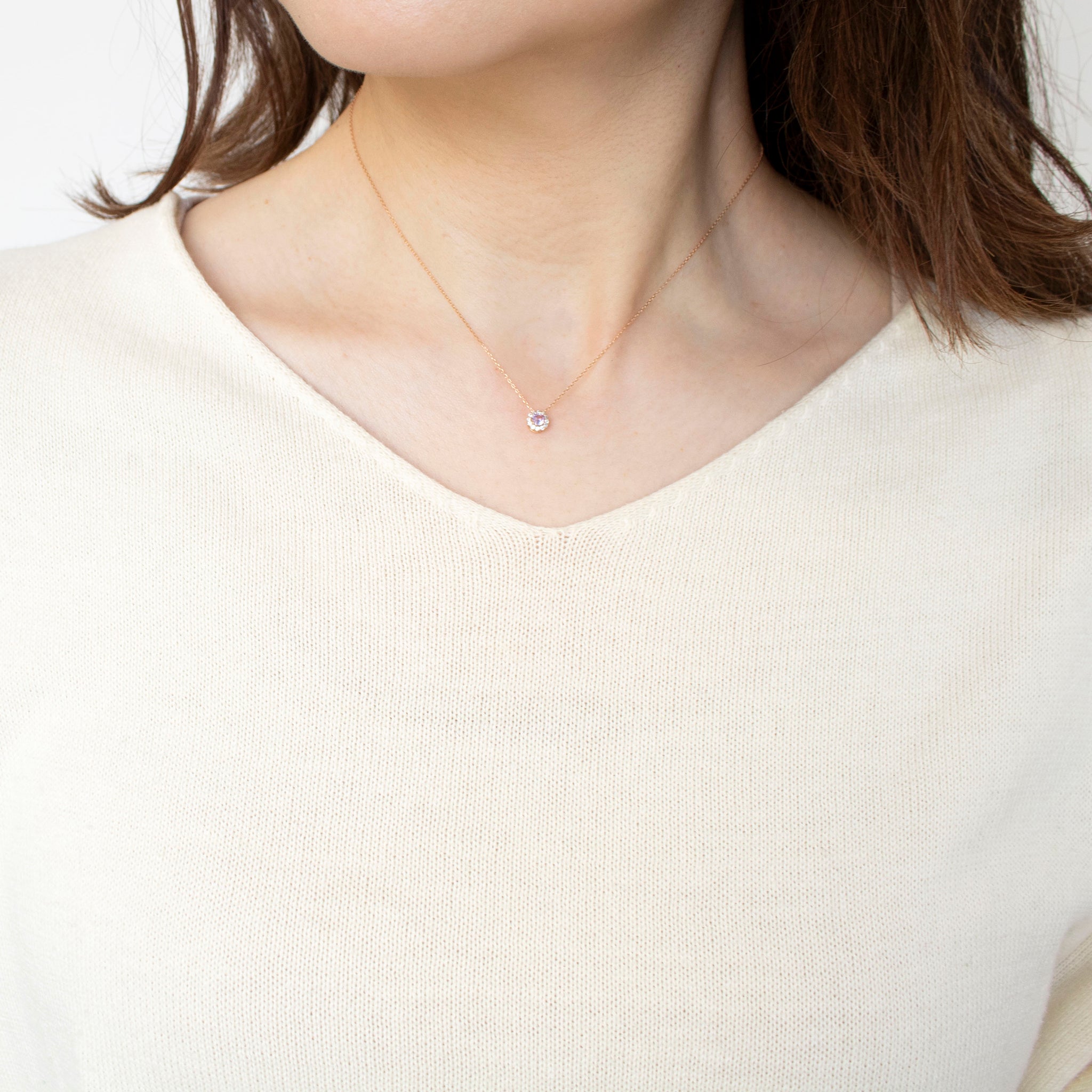 【限定2点】パパラチアサファイア/ダイヤモンド K18PGネックレス(9月誕生石/鑑別書付き)《24T10157》
