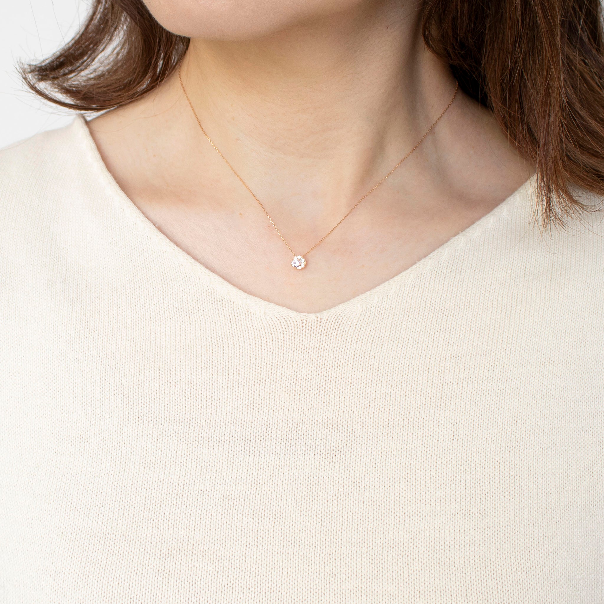 【限定3点】パパラチアサファイア/ダイヤモンド K18PGネックレス(9月誕生石/鑑別書付き)《24T10158》