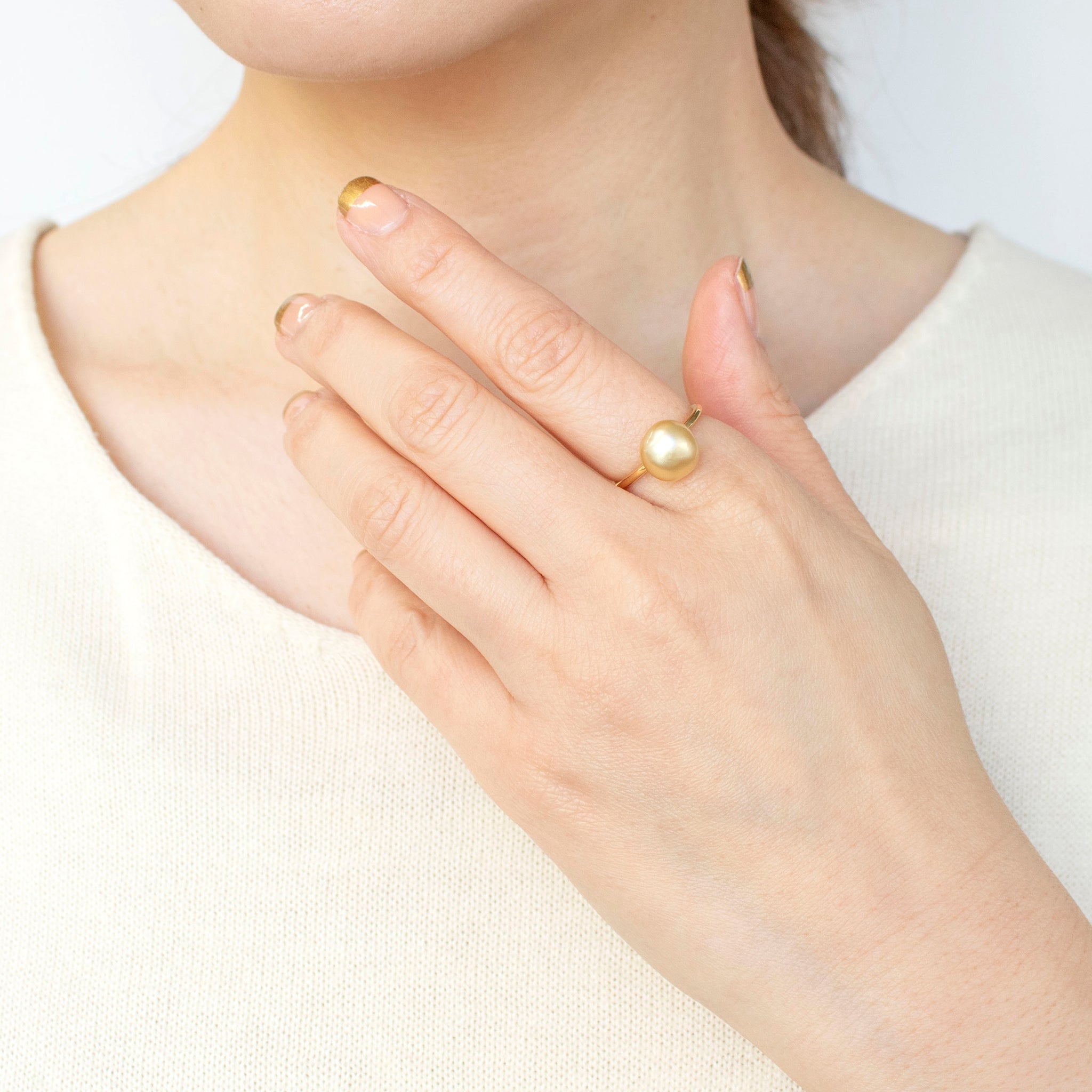 限定1点】パール K18リング(白蝶真珠/9mm/ゴールド系/ケシ珠/6月誕生石  