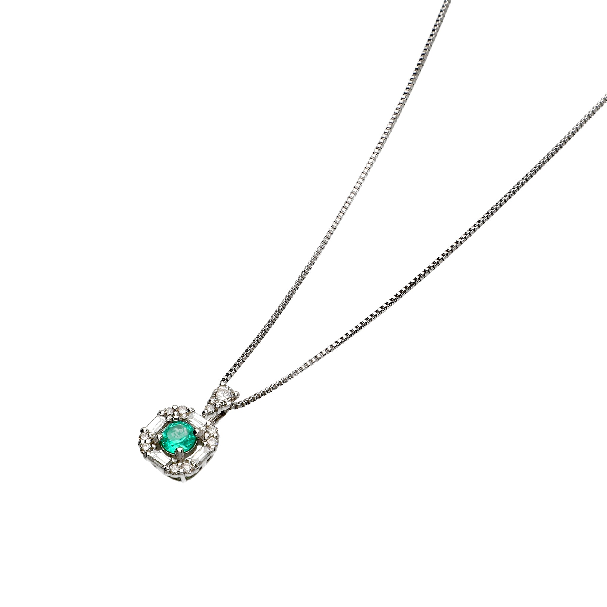限定3点】エメラルド/ダイヤモンド プラチナネックレス(5月
