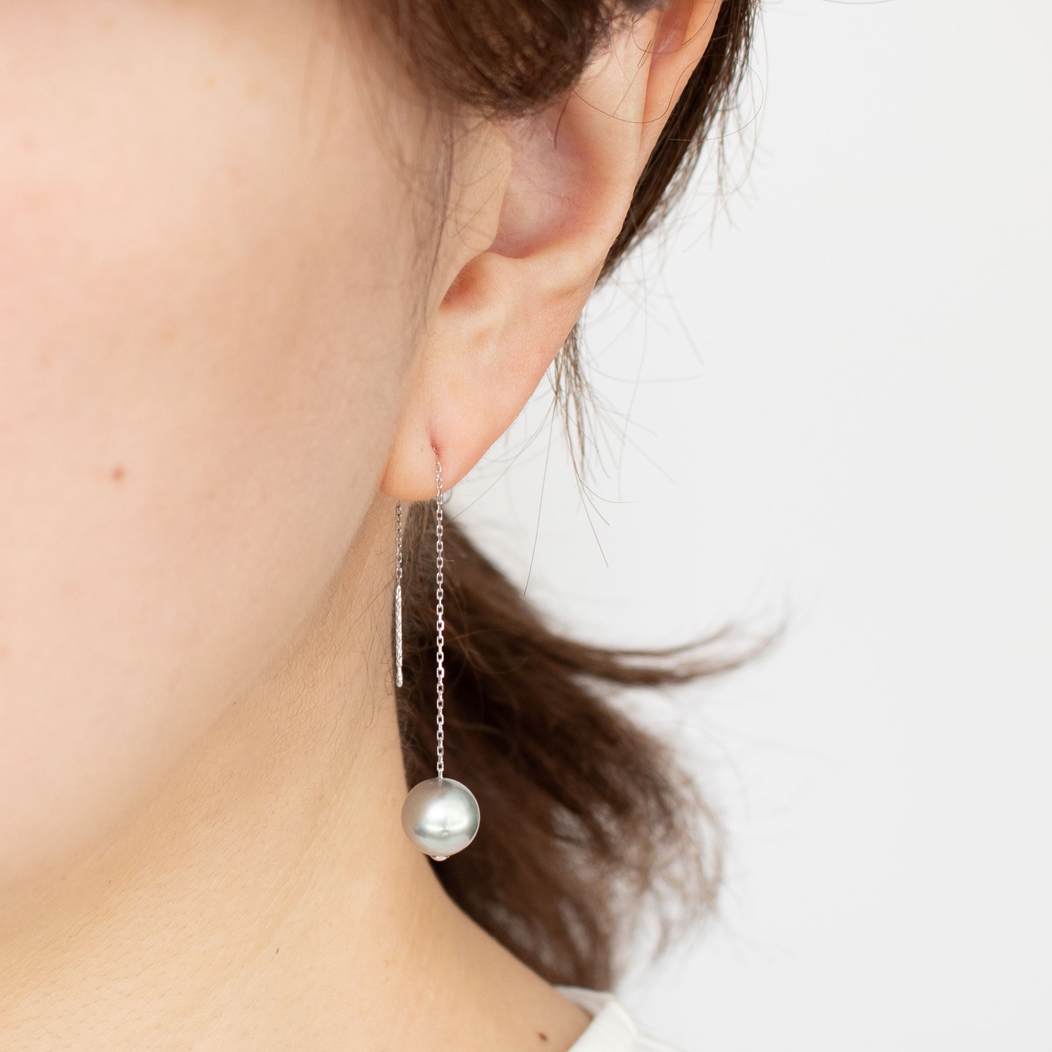 限定1点】パール K18ピアス(黒蝶真珠/8mm/アメリカンタイプ/6月誕生石  