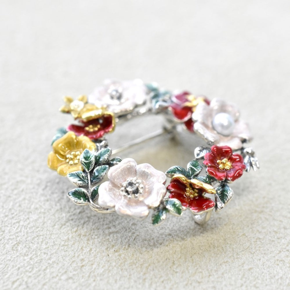 エナメル のペンダントヘッド 薔薇