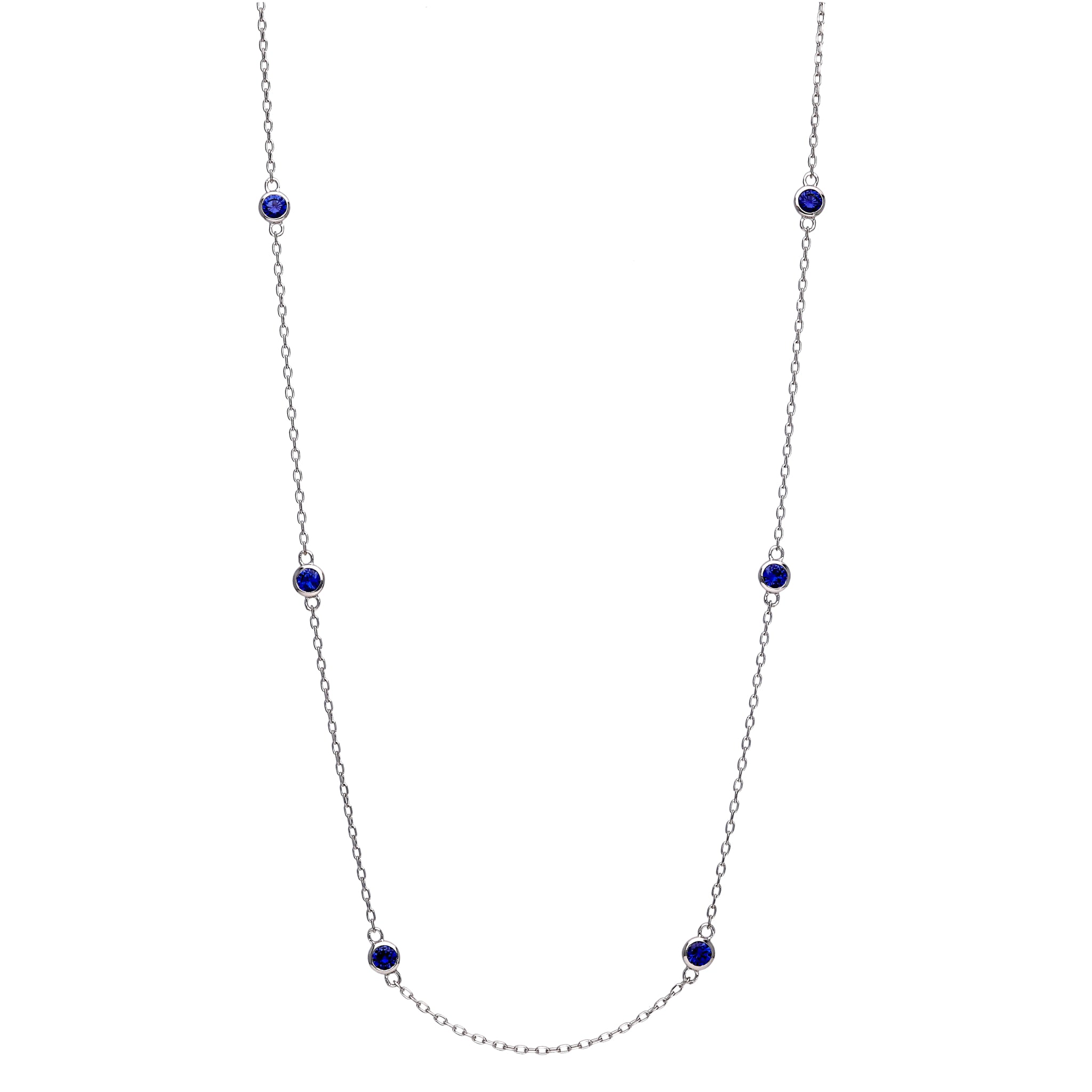 ブルーサファイア プラチナネックレス(クレサンベール/ステーション/計0.6ct/9月誕生石)≪KNKS6076≫