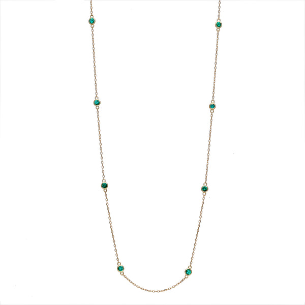 エメラルド K18ネックレス(クレサンベール/ステーション/計0.56ct/5月
