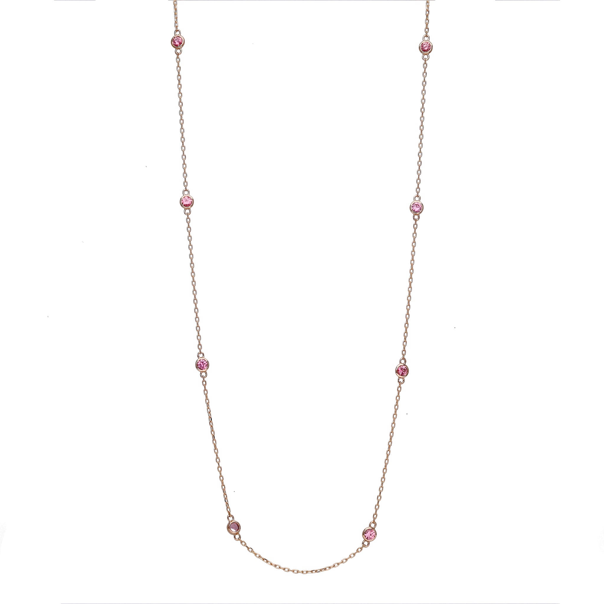 パパラチアサファイア K18ネックレス(クレサンベール/ステーション/計1.2ct/ロング/9月誕生石)≪KNKP6072≫