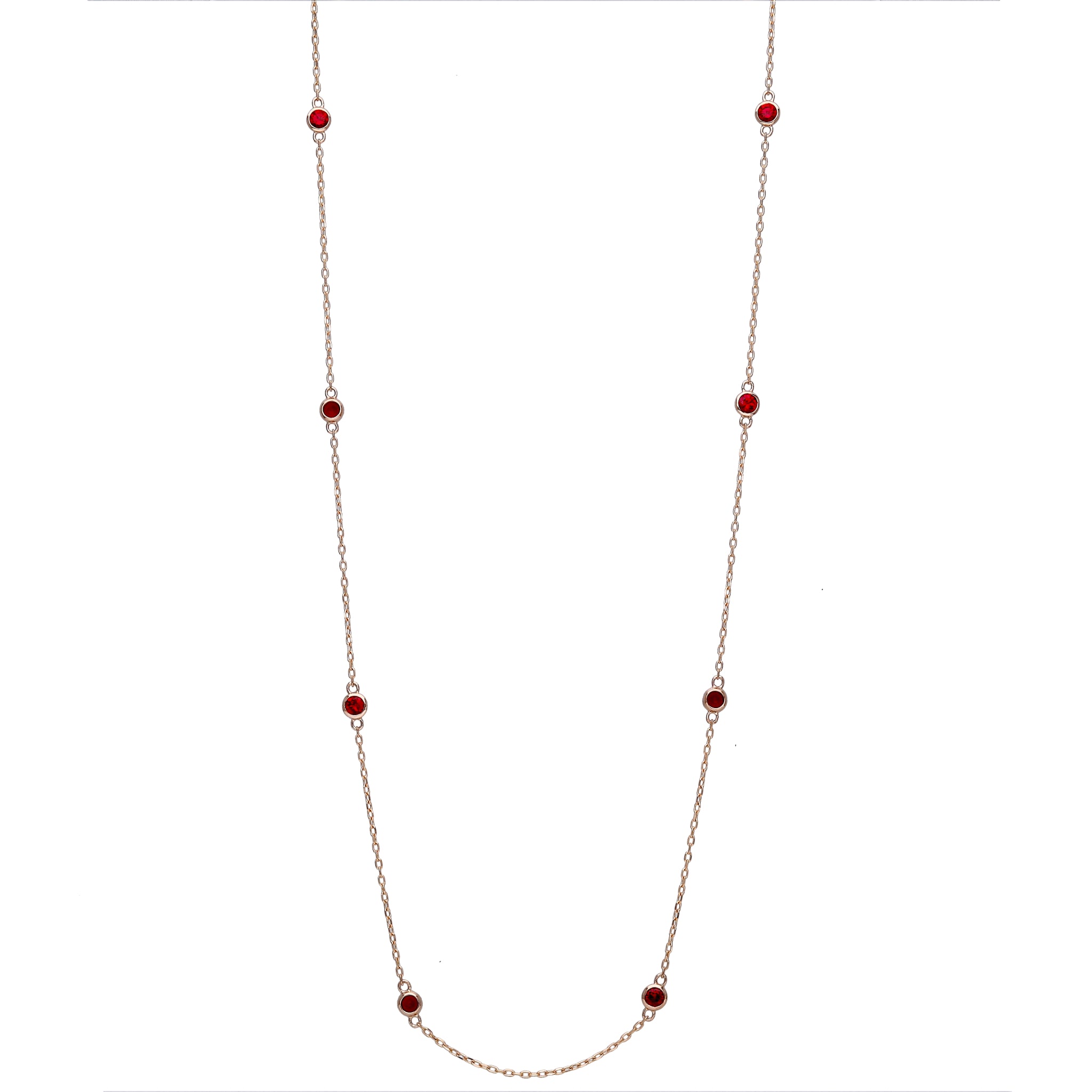 ルビー K18ネックレス(クレサンベール/ステーション/計1.2ct/ロング/7月誕生石)≪KNKR6072≫