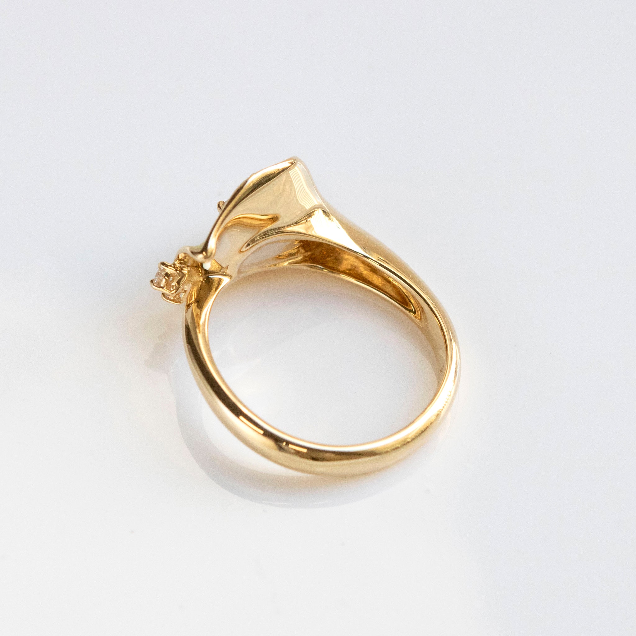 指輪 ダイヤモンド フラワーリング 18金 18k k18 イエロー