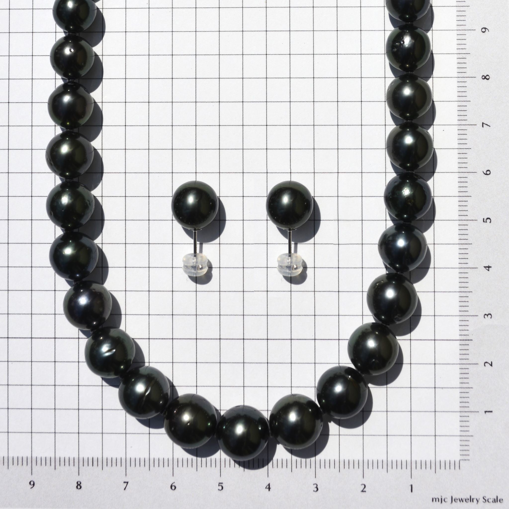 パールネックレス＆ピアス(黒蝶真珠/8～11mm/2点セット/6月
