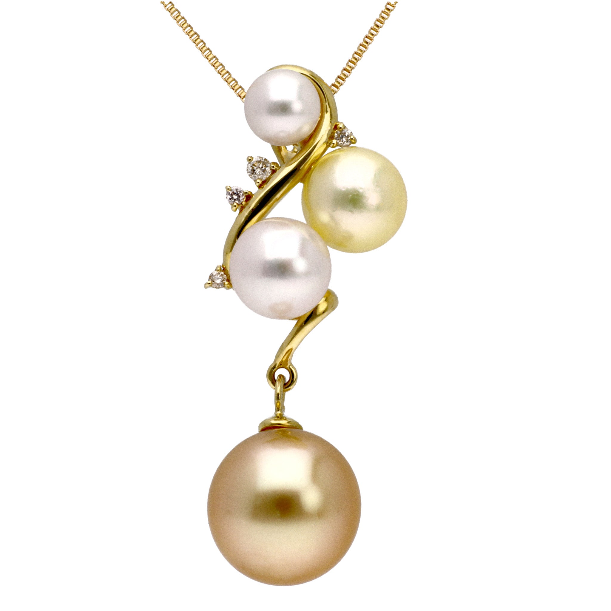 限定5点】パール/ダイヤモンド K18ネックレス(白蝶真珠/8mm