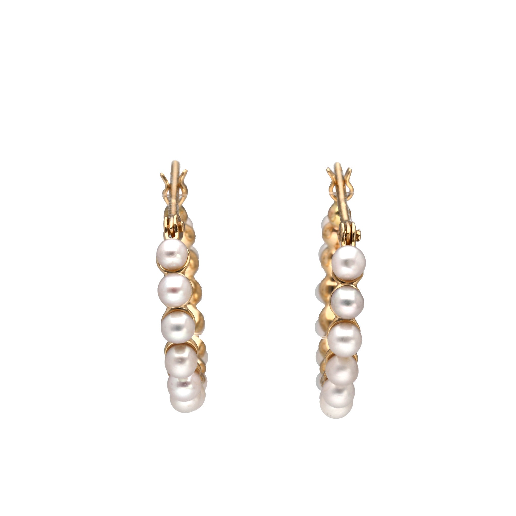 パール K10ピアス(淡水真珠/2mm/フープ/6月誕生石)《25C20116》