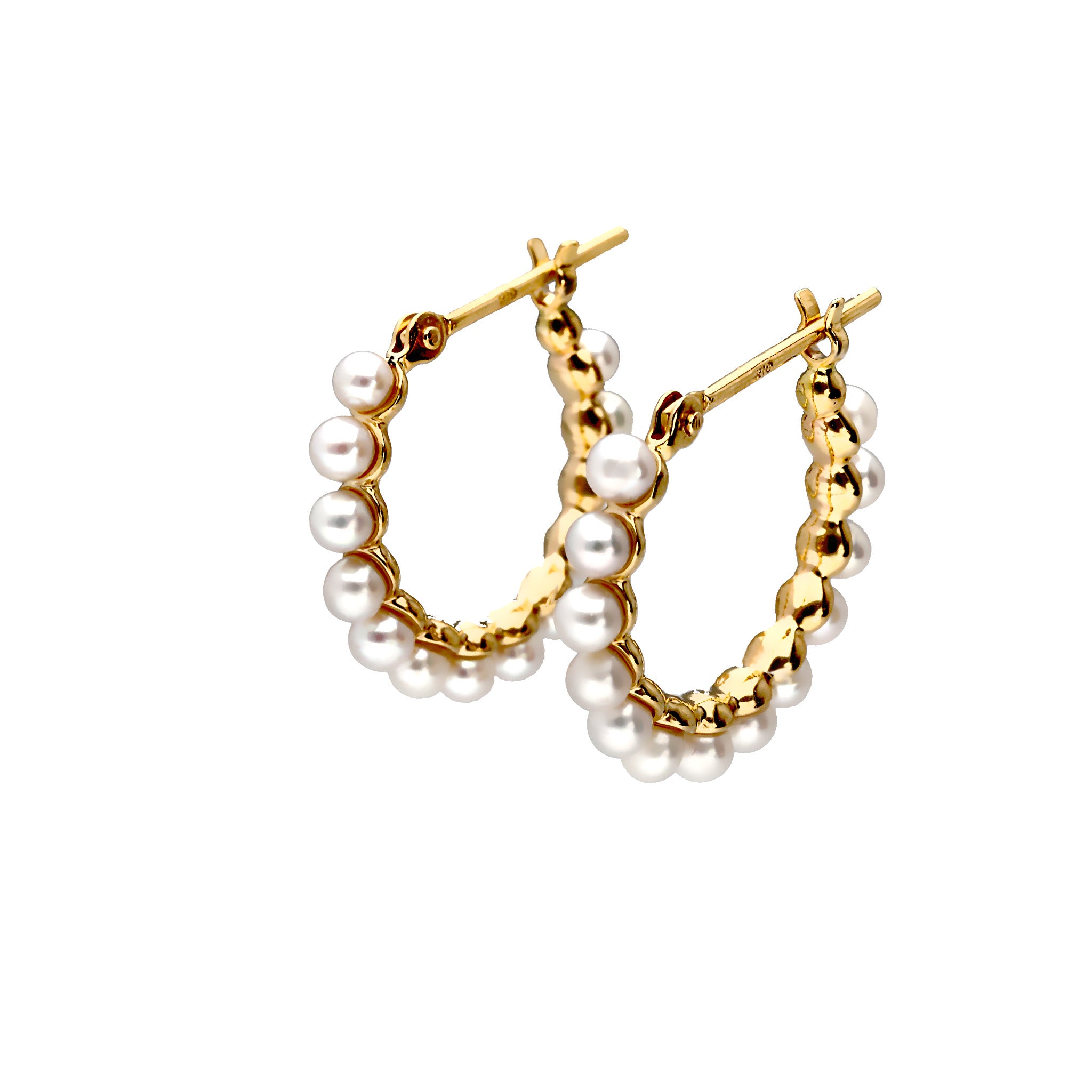 パール K10ピアス(淡水真珠/2mm/フープ/6月誕生石)《25C20116》