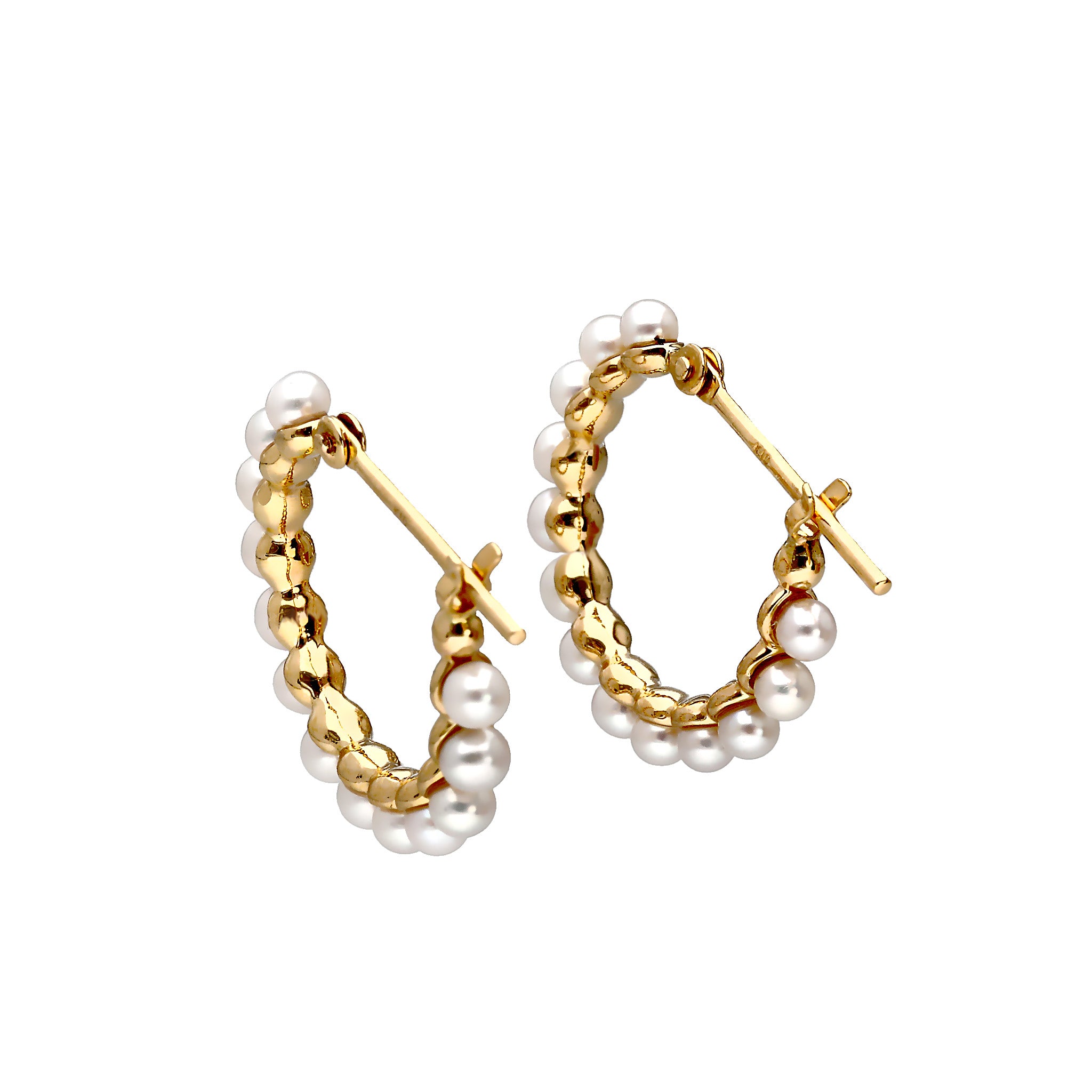 パール K10ピアス(淡水真珠/2mm/フープ/6月誕生石)《25C20116》