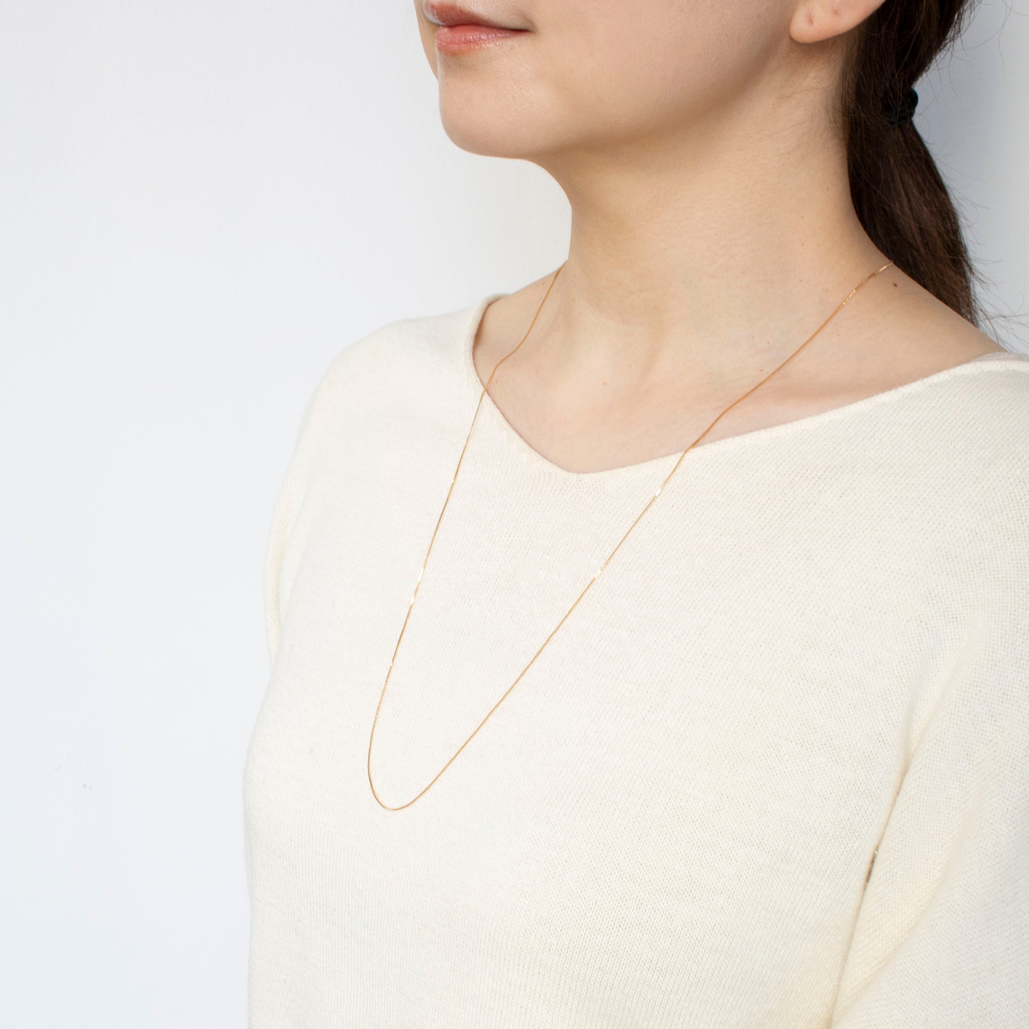 K18ネックレス(ベネチアン/幅0.5mm/70cm/フリーアジャスター/「楽わ」付き)《25C20121》