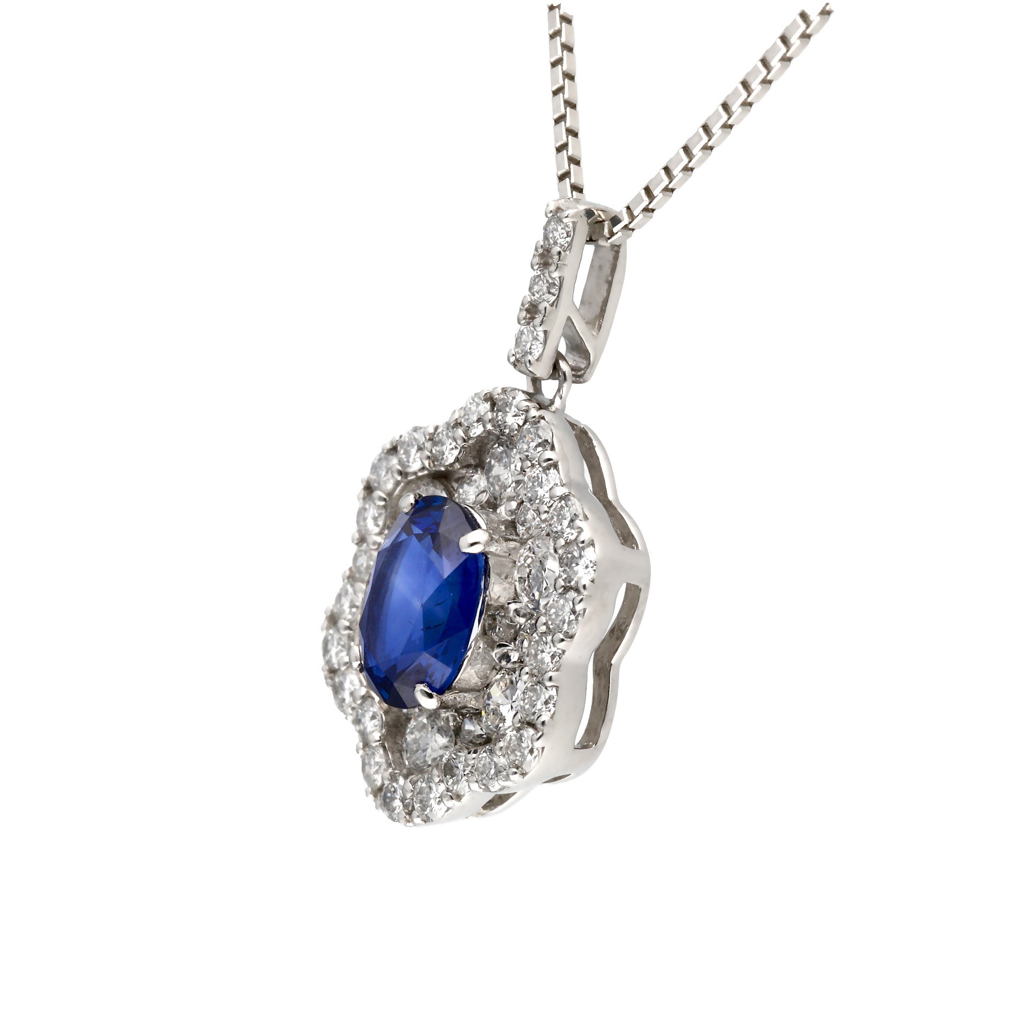 【美品】プラチナ900+天然サファイア0.64ct+天然ダイヤモンド0.06ct 限定1点】サファイア/ダイヤモンド プラチナネックレス(0.66
