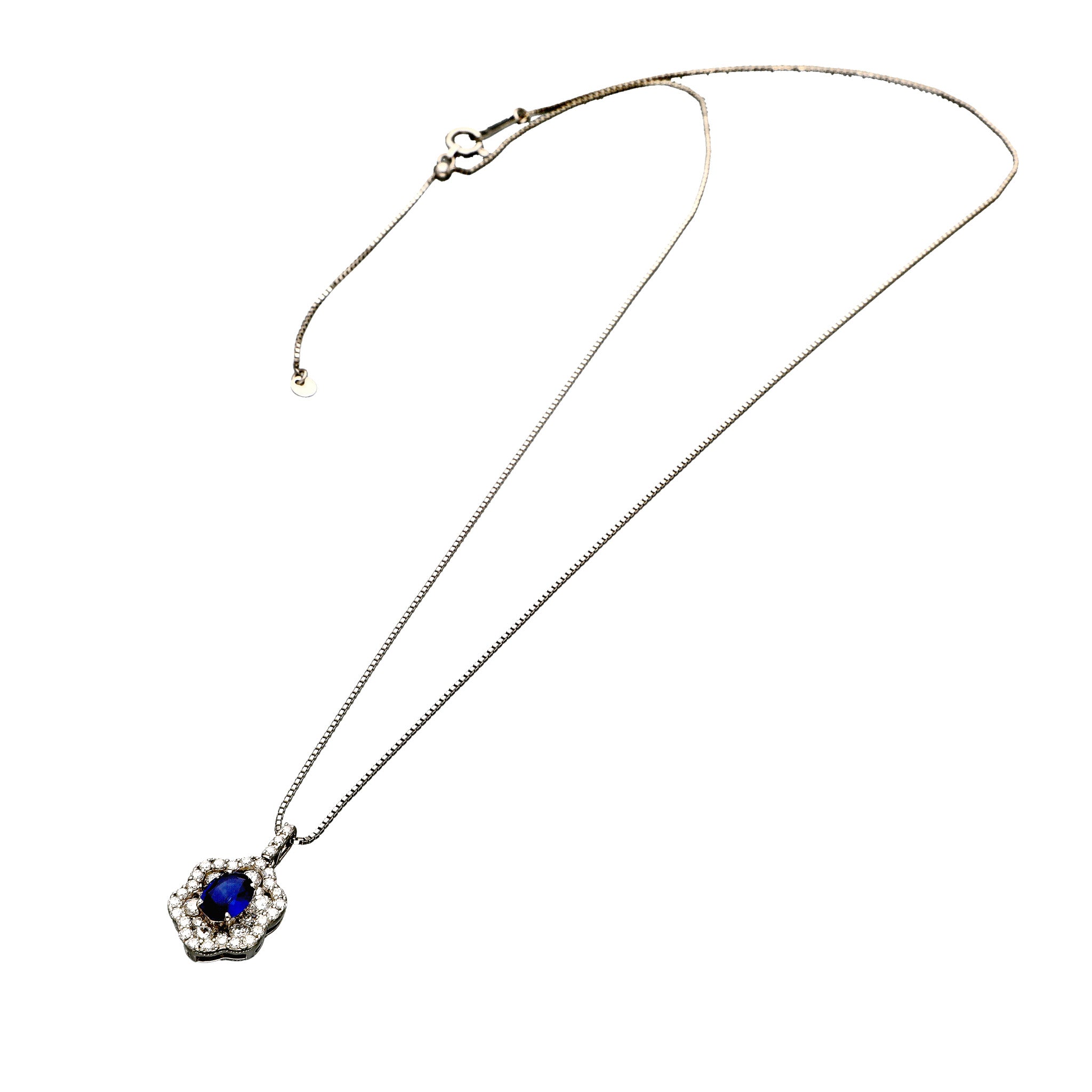 【美品】プラチナ900+天然サファイア0.64ct+天然ダイヤモンド0.06ct 限定1点】サファイア/ダイヤモンド プラチナネックレス(0.66