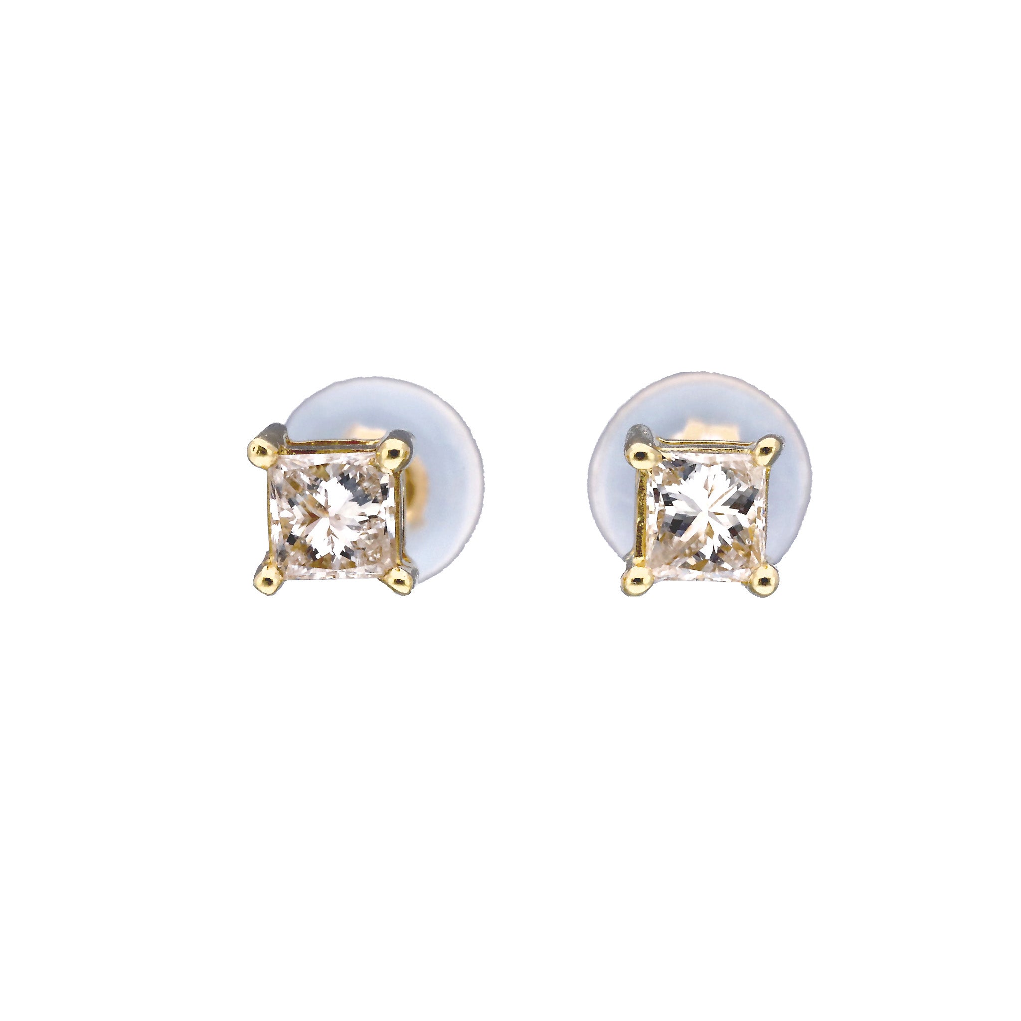 ダイヤモンド K18ピアス(プリンセスカット/4月誕生石)《25C60117》
