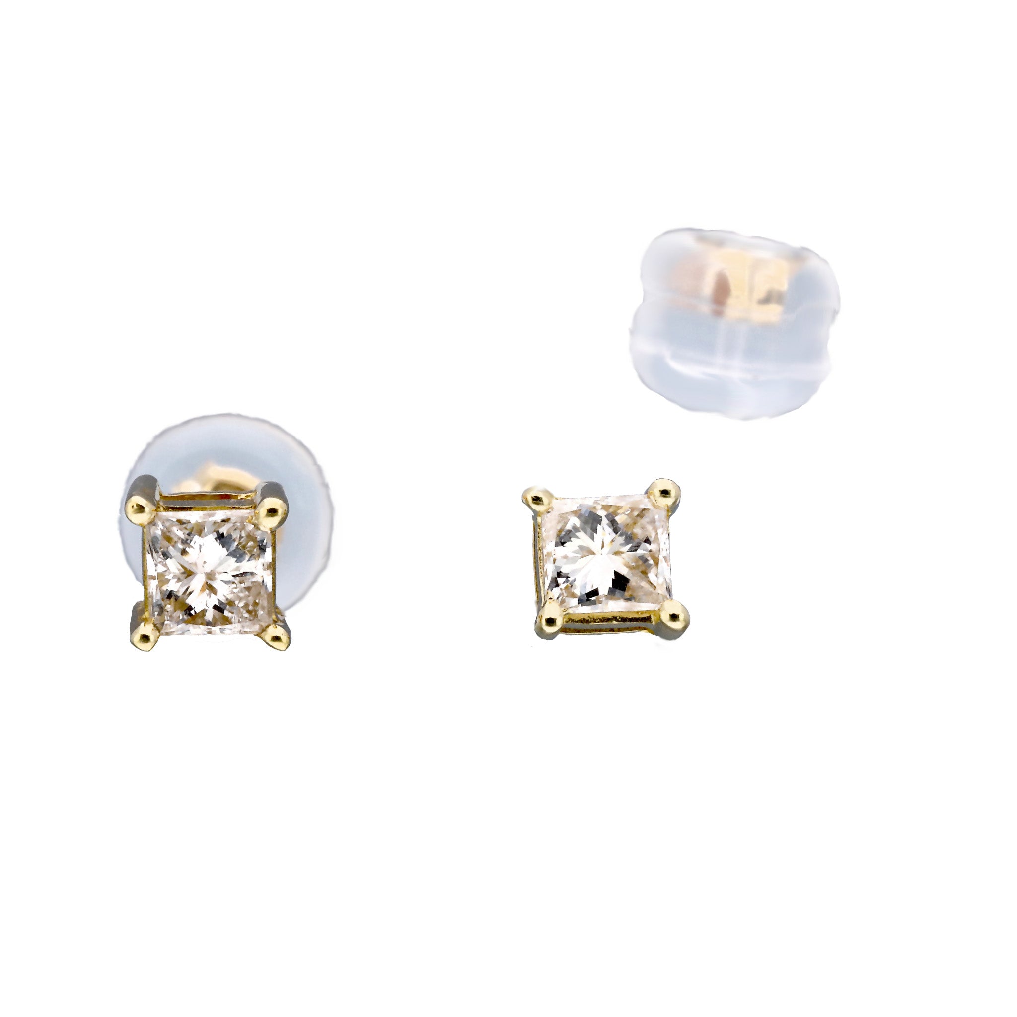ダイヤモンド K18ピアス(プリンセスカット/4月誕生石)《25C60117》