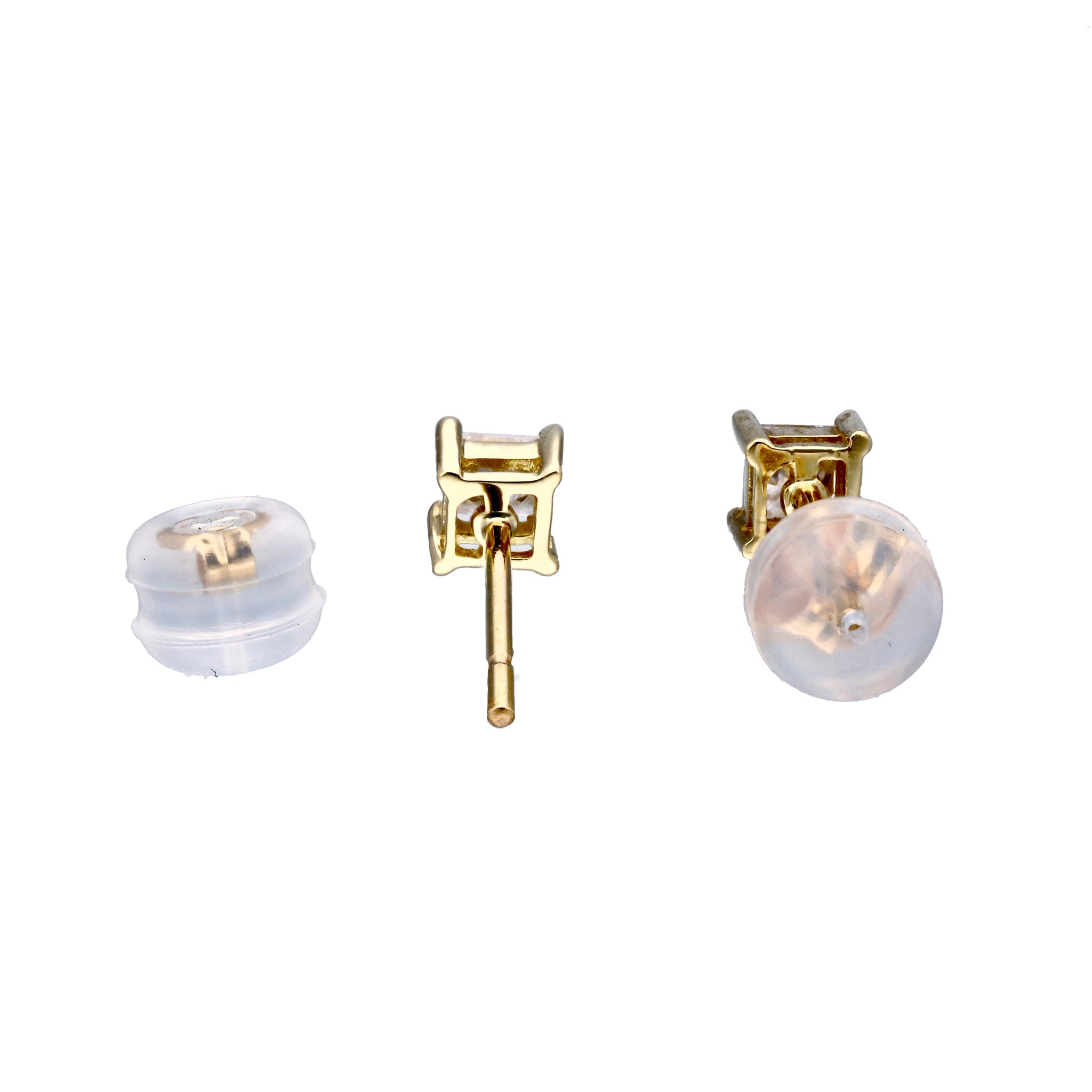 ダイヤモンド K18ピアス(プリンセスカット/4月誕生石)《25C60117