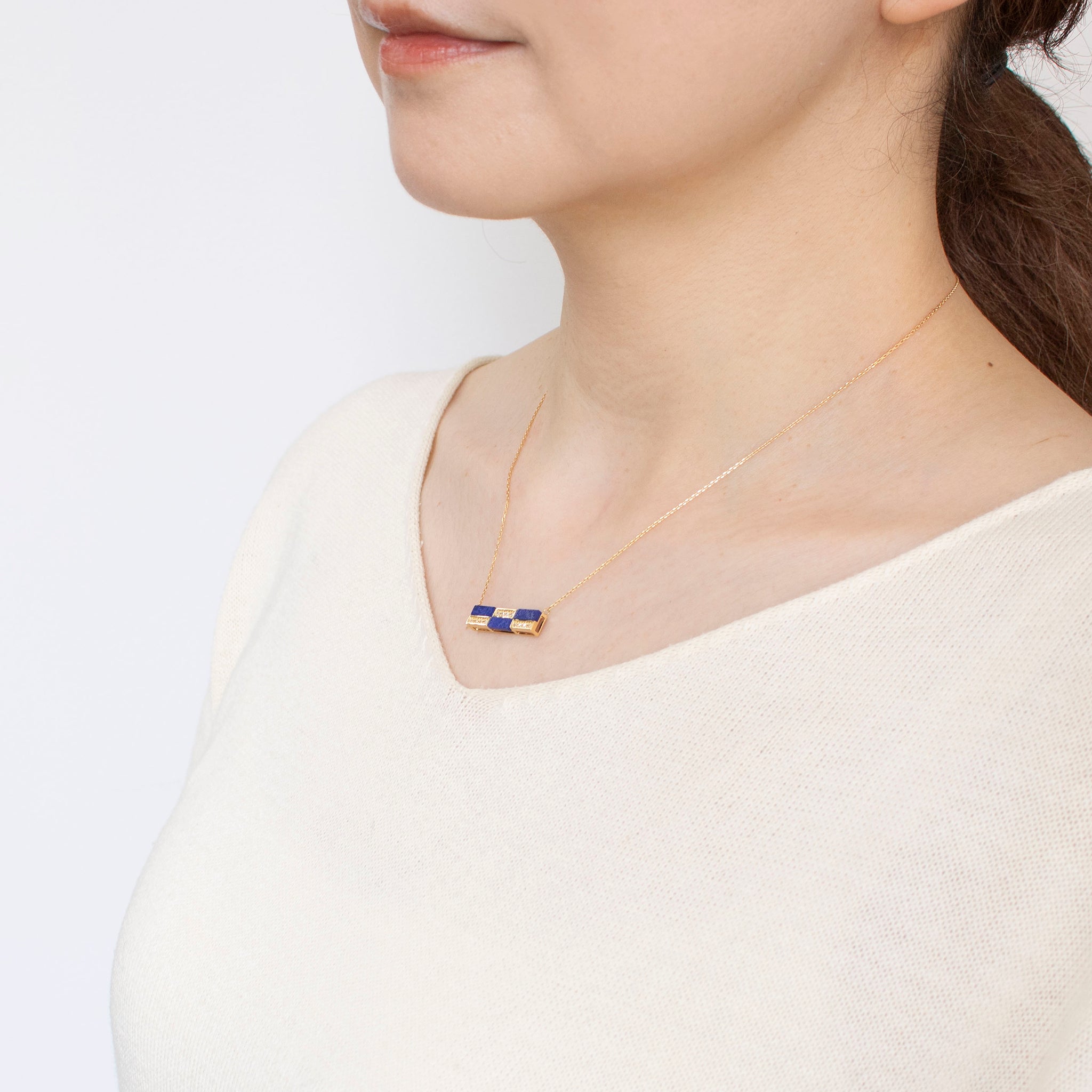 ラピスラズリ/ダイヤモンド K18ネックレス(12月誕生石)《25C70116