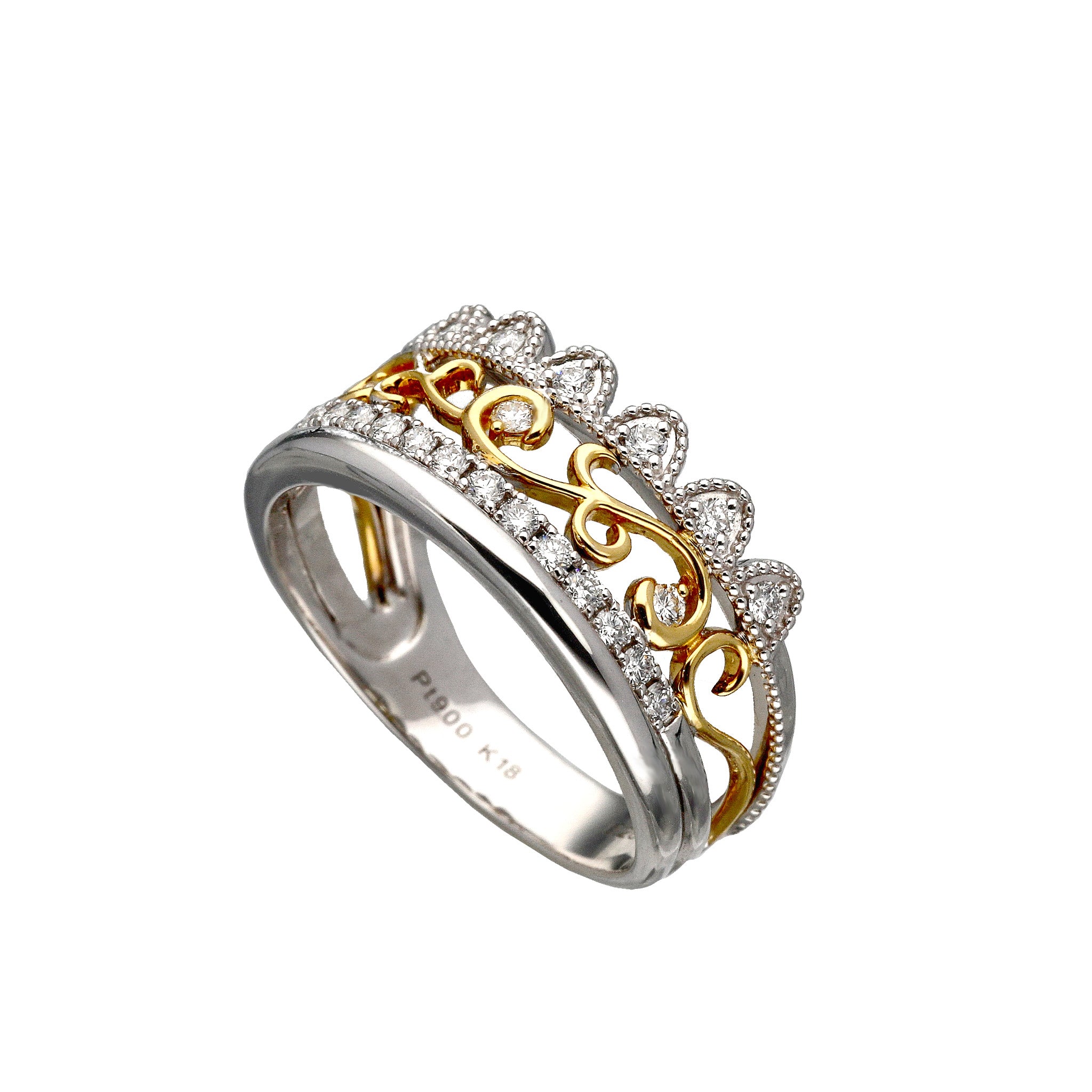 ダイヤモンド プラチナ/K18リング(コンビカラー/4月誕生石/鑑別書付)《25C80101》