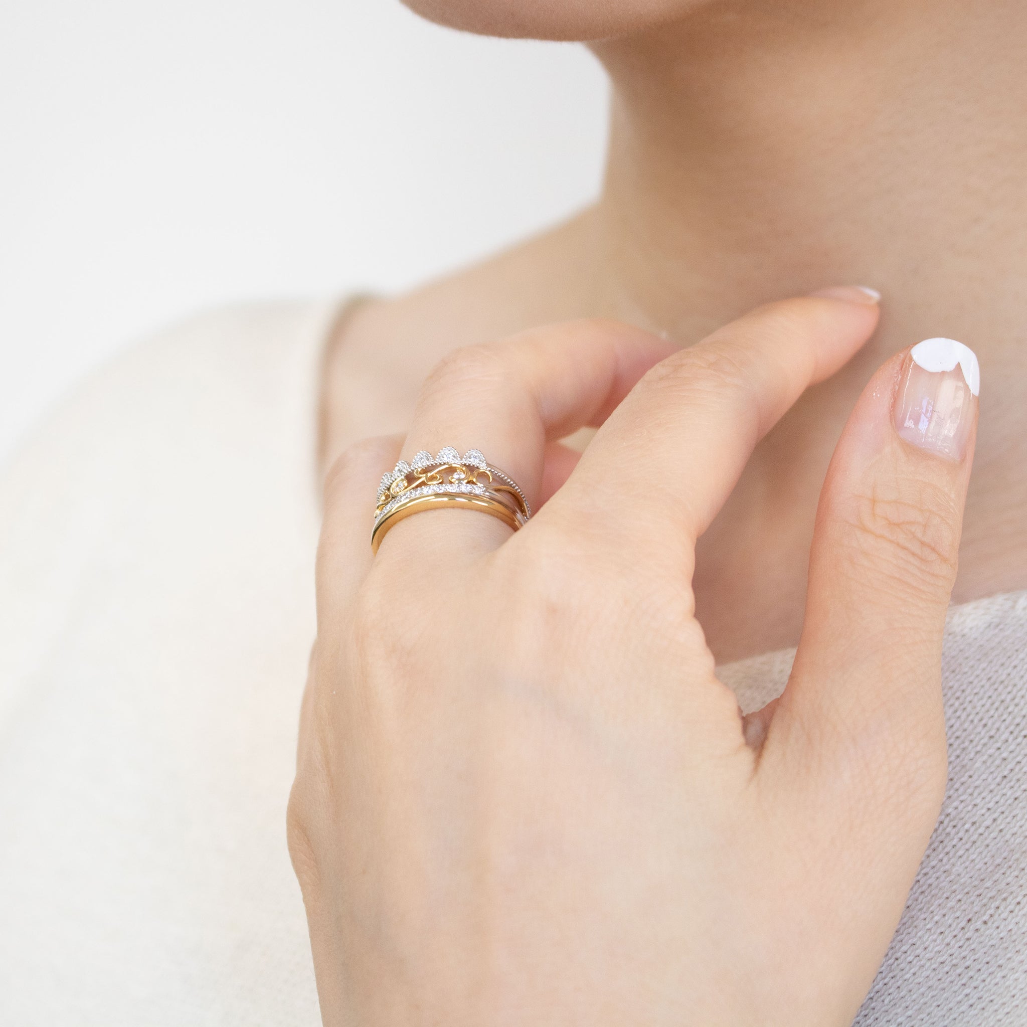 ダイヤモンド プラチナ/K18リング(コンビカラー/4月誕生石/鑑別書付)《25C80102》