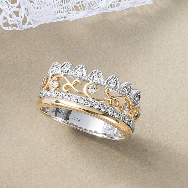 K18 18金　ホワイトゴールド　プラチナ　シルバーアクセサリーまとめ売り ダイヤモンド プラチナ/K18リング(コンビカラー/4月誕生石/鑑別書付