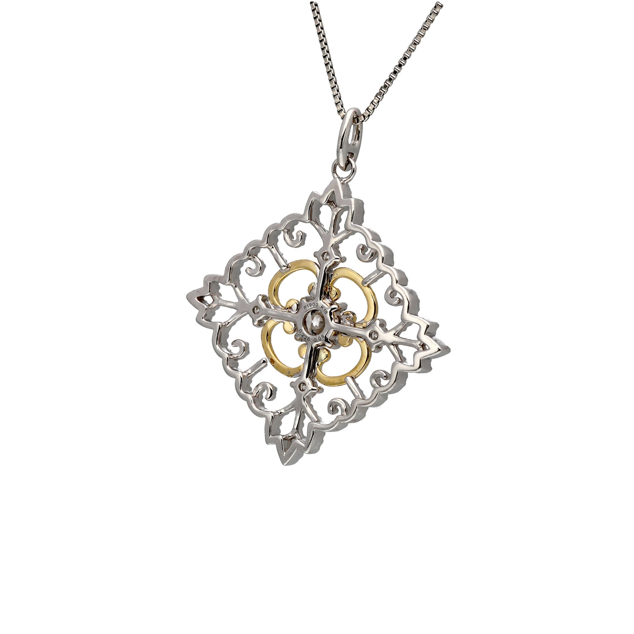 ダイヤモンド プラチナ/K18ネックレス(0.20カラット/Dカラー/SI2/EX/コンビカラー/4月誕生石/グレーディングレポート付)《25C80103》