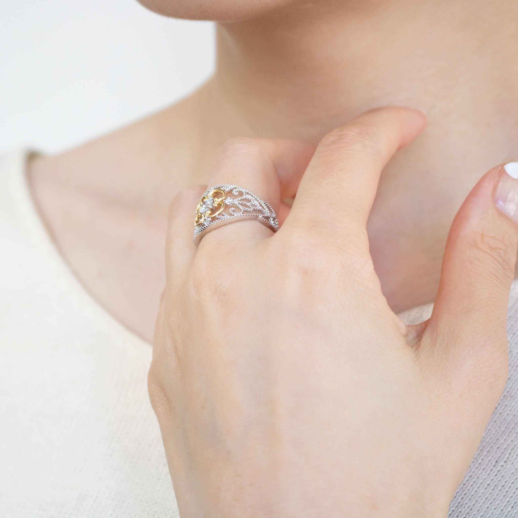 ダイヤモンド プラチナ/K18リング(0.20カラット/Dカラー/SI2/EX/コンビカラー/4月誕生石/グレーディングレポート付)《25C80104》