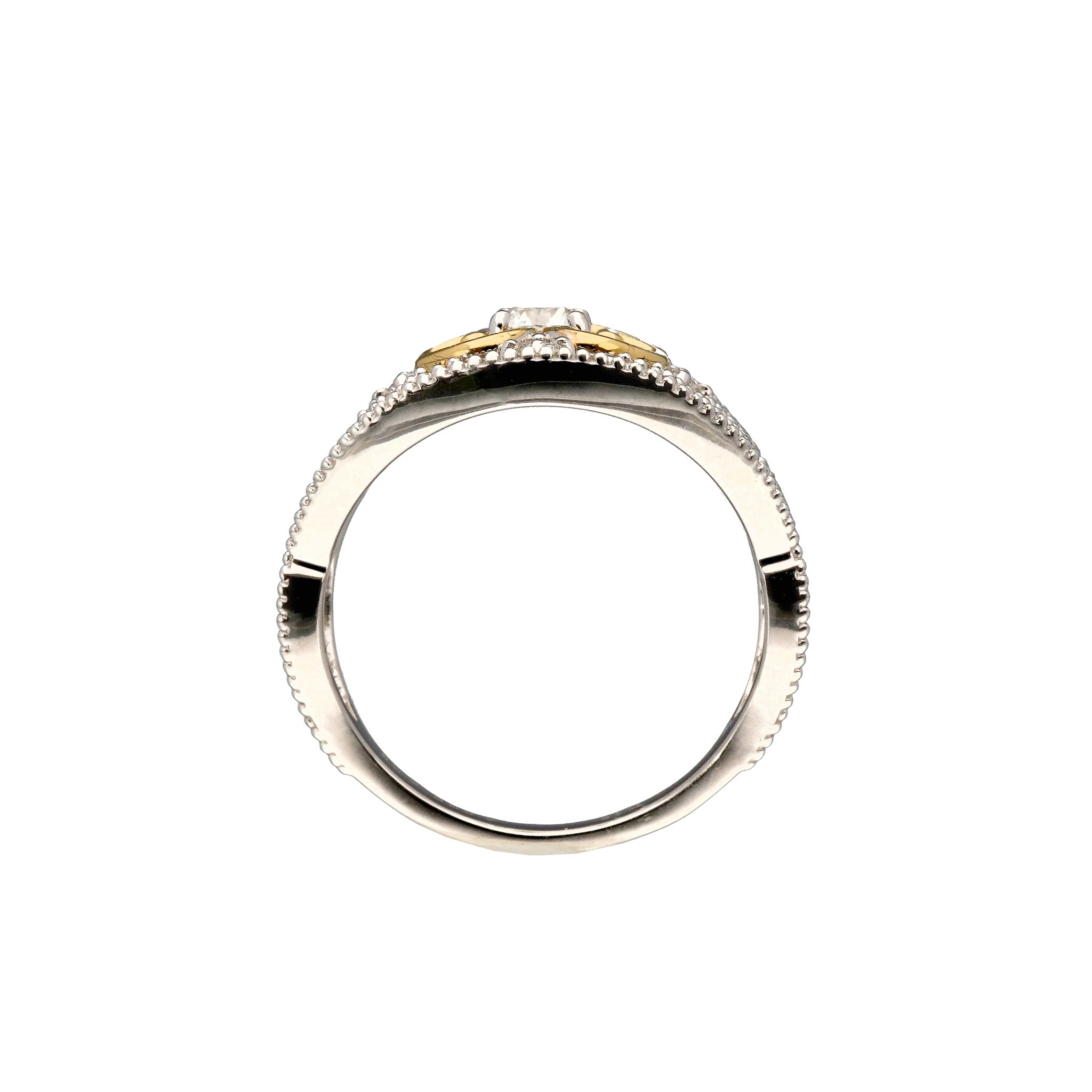 ダイヤモンド プラチナ/K18リング(0.20カラット/Dカラー/SI2/EX/コンビカラー/4月誕生石/グレーディングレポート付)《25C80104》