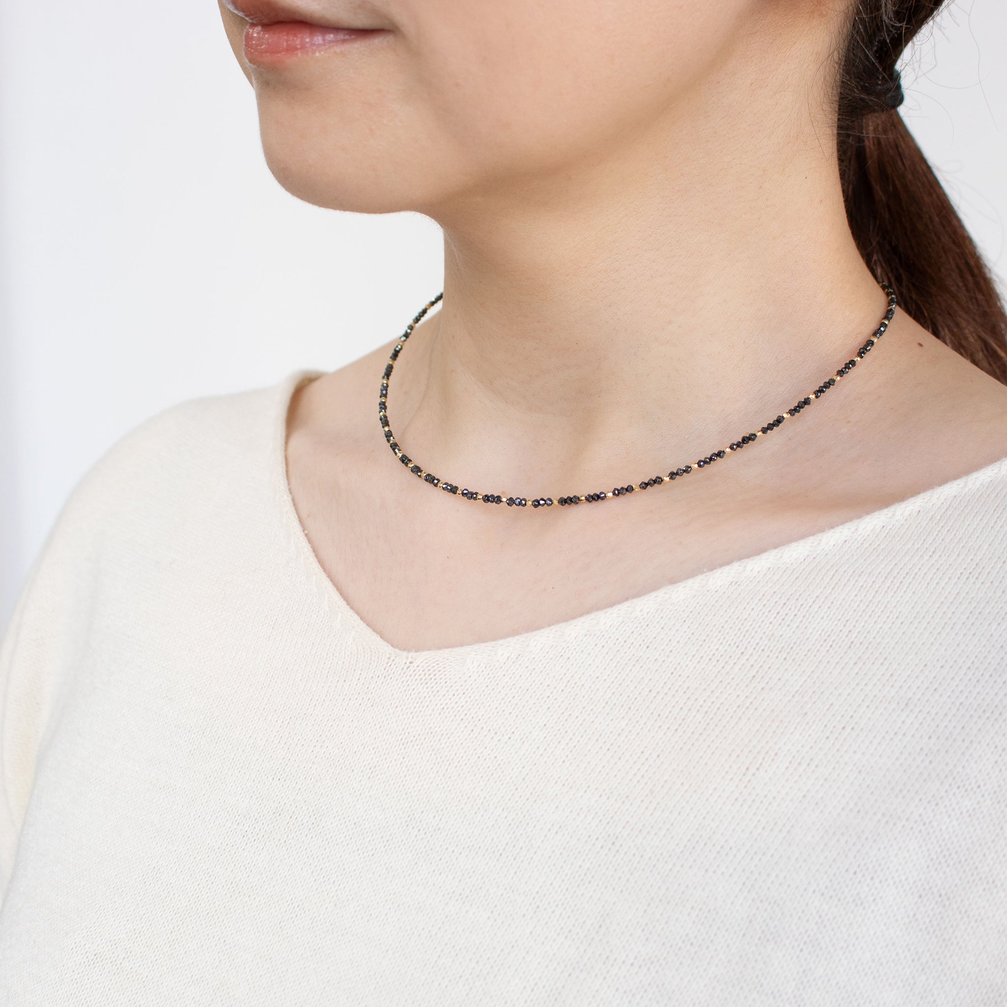 ブラックダイヤモンド K18ネックレス(計8.00カラット/4月誕生石)《25C80114》