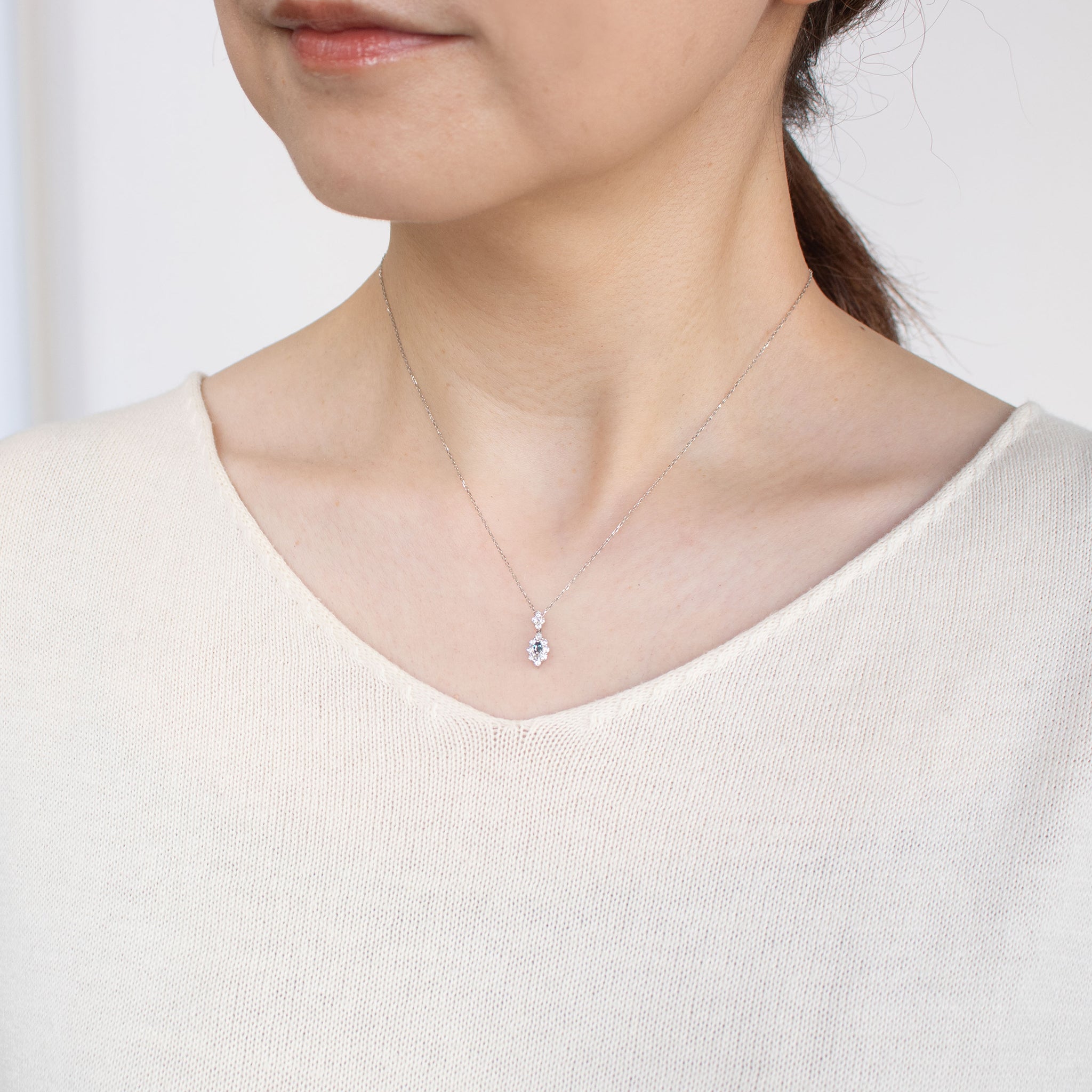 アレキサンドライト/ダイヤモンド プラチナネックレス(6月誕生石)《25C80115》