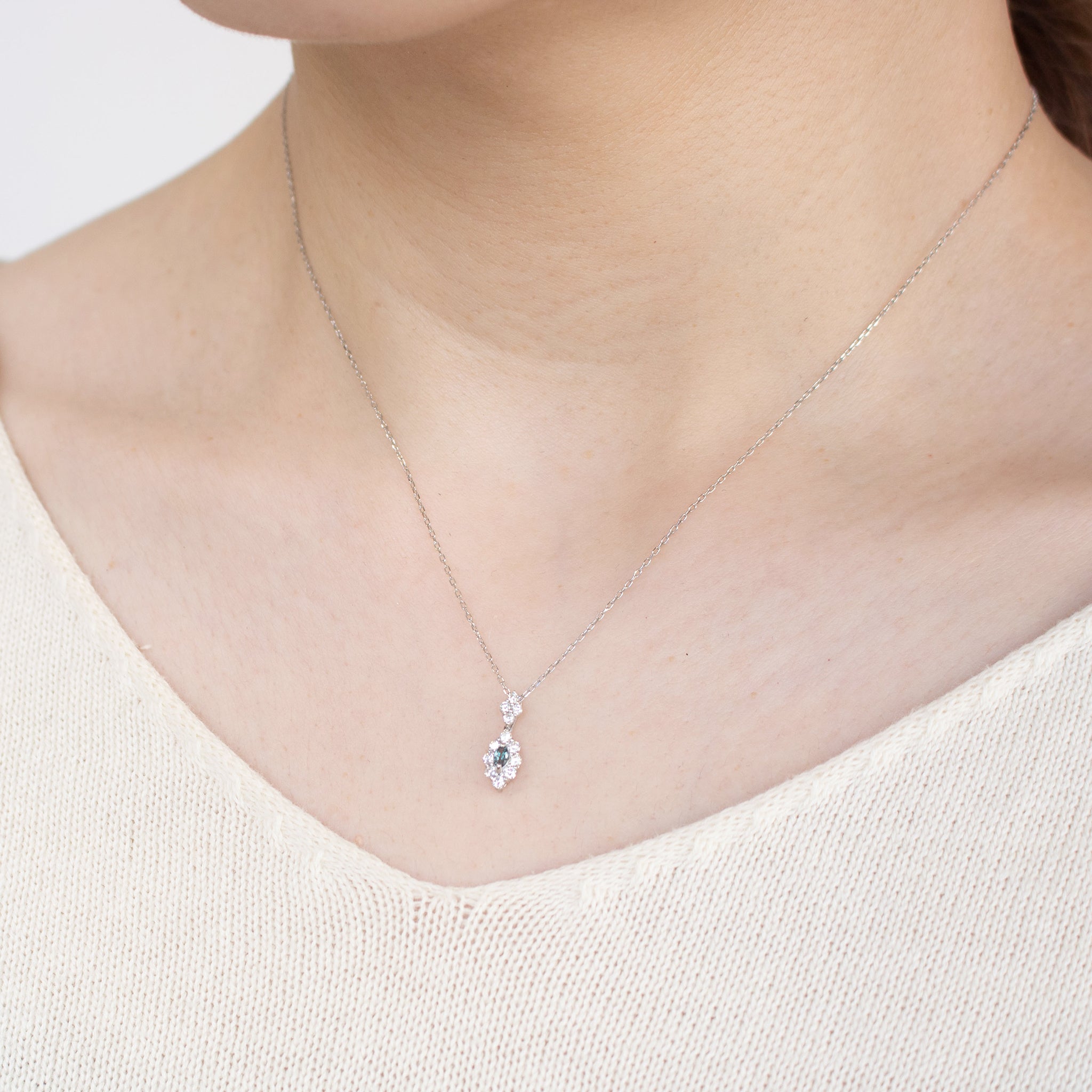 アレキサンドライト/ダイヤモンド プラチナネックレス(6月誕生石)《25C80115》