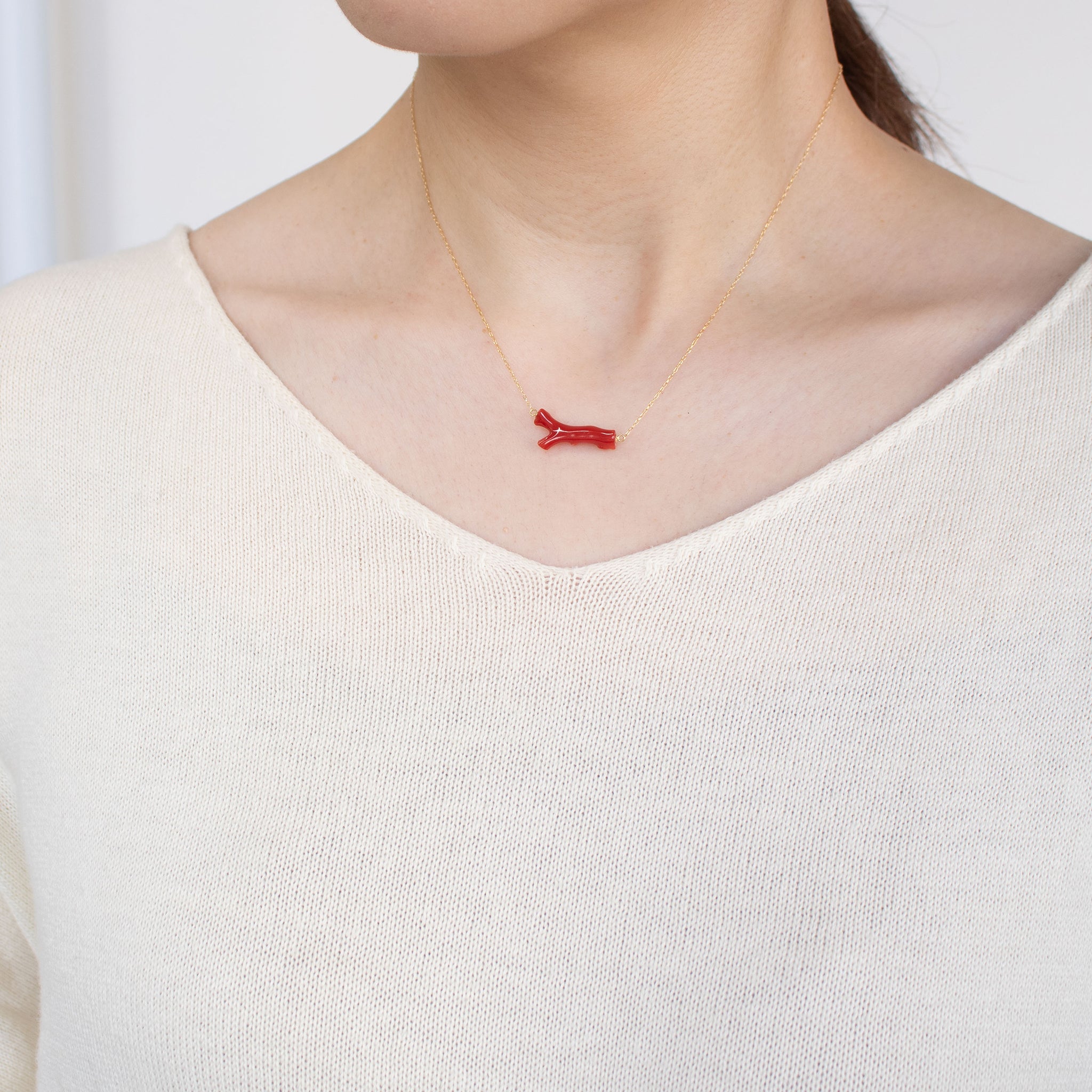 珊瑚(さんご) K18ネックレス(3月誕生石)《25C80118》