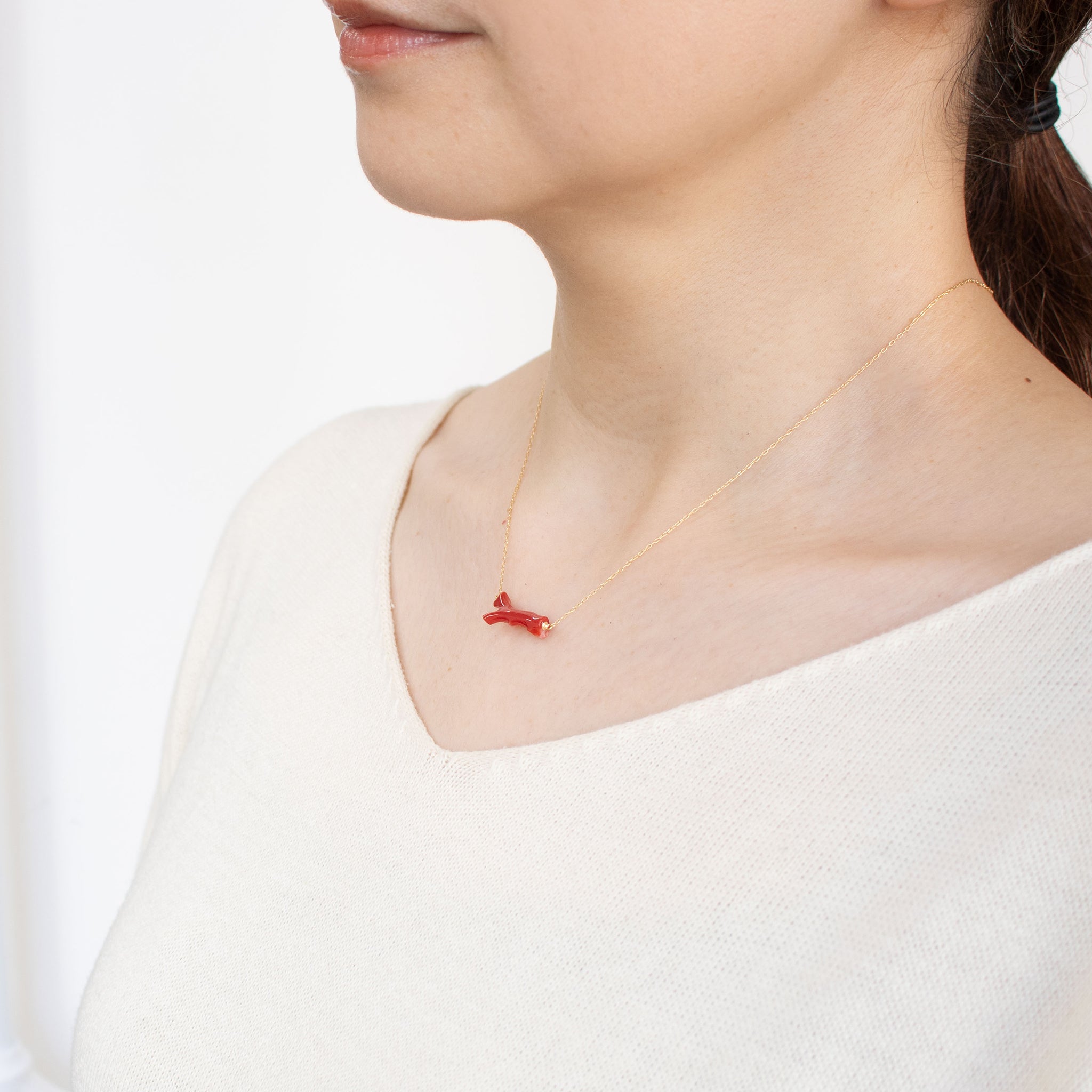 珊瑚(さんご) K18ネックレス(3月誕生石)《25C80118》