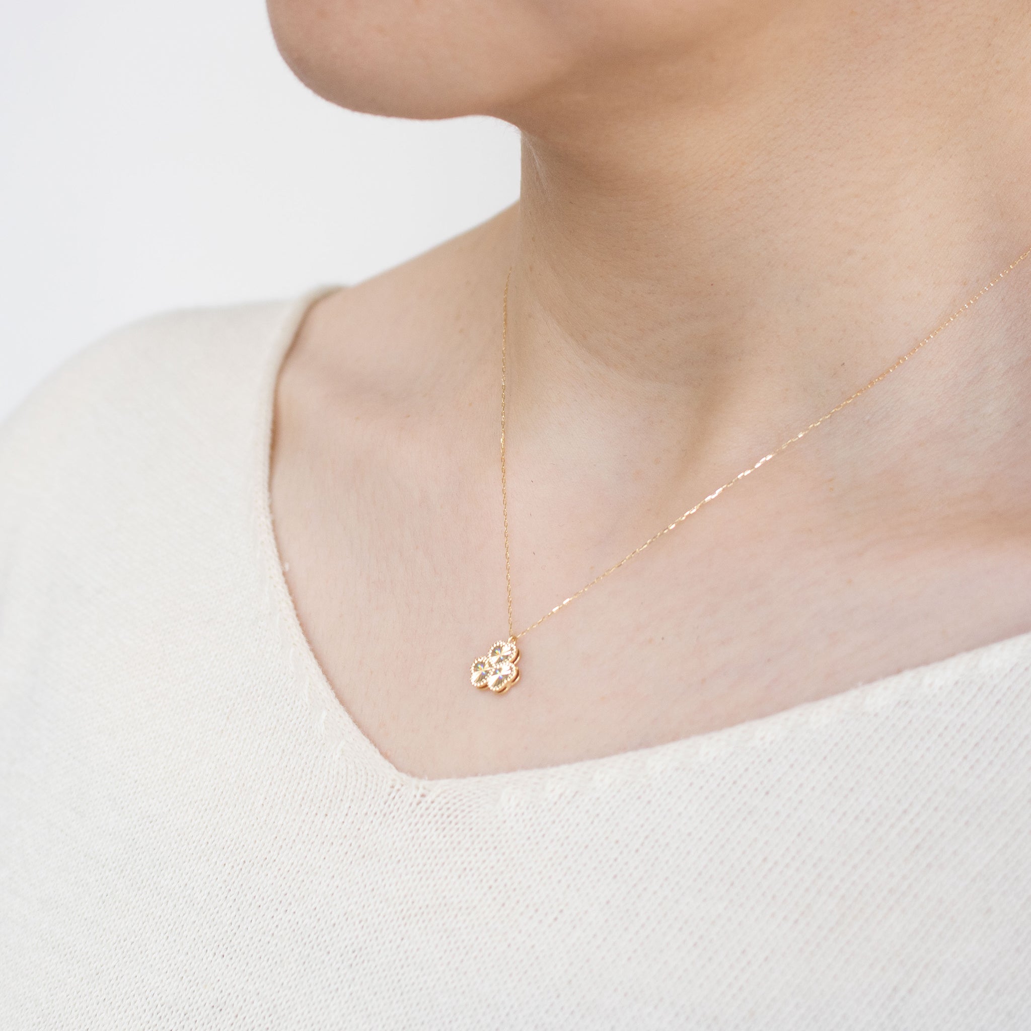 K18ネックレス(クローバーモチーフ)《25C80120》