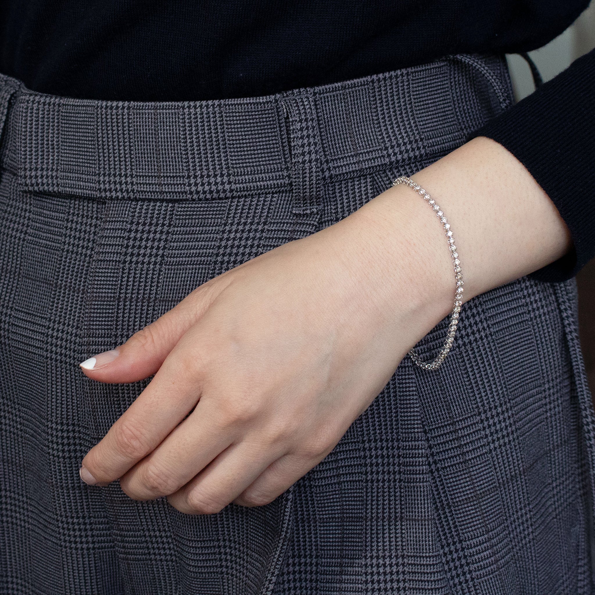 【限定1点】ダイヤモンド K18ブレスレット(計2.0カラット/テニス/鑑別書付/4月誕生石)《25C80122》