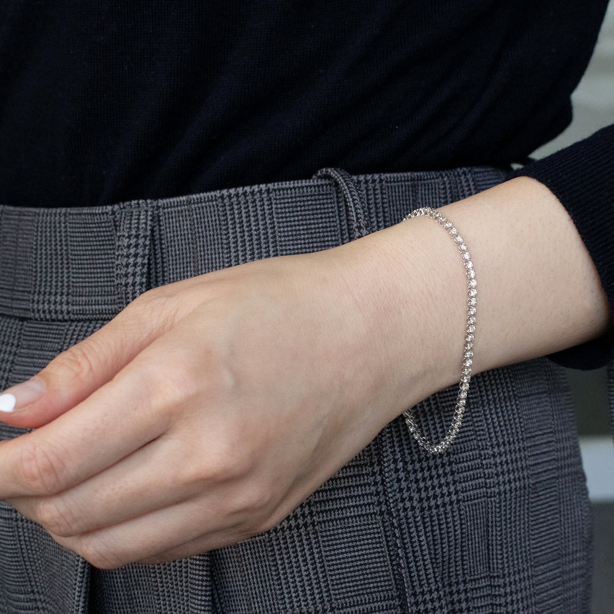 【限定1点】ダイヤモンド K18ブレスレット(計2.0カラット/テニス/鑑別書付/4月誕生石)《25C80122》